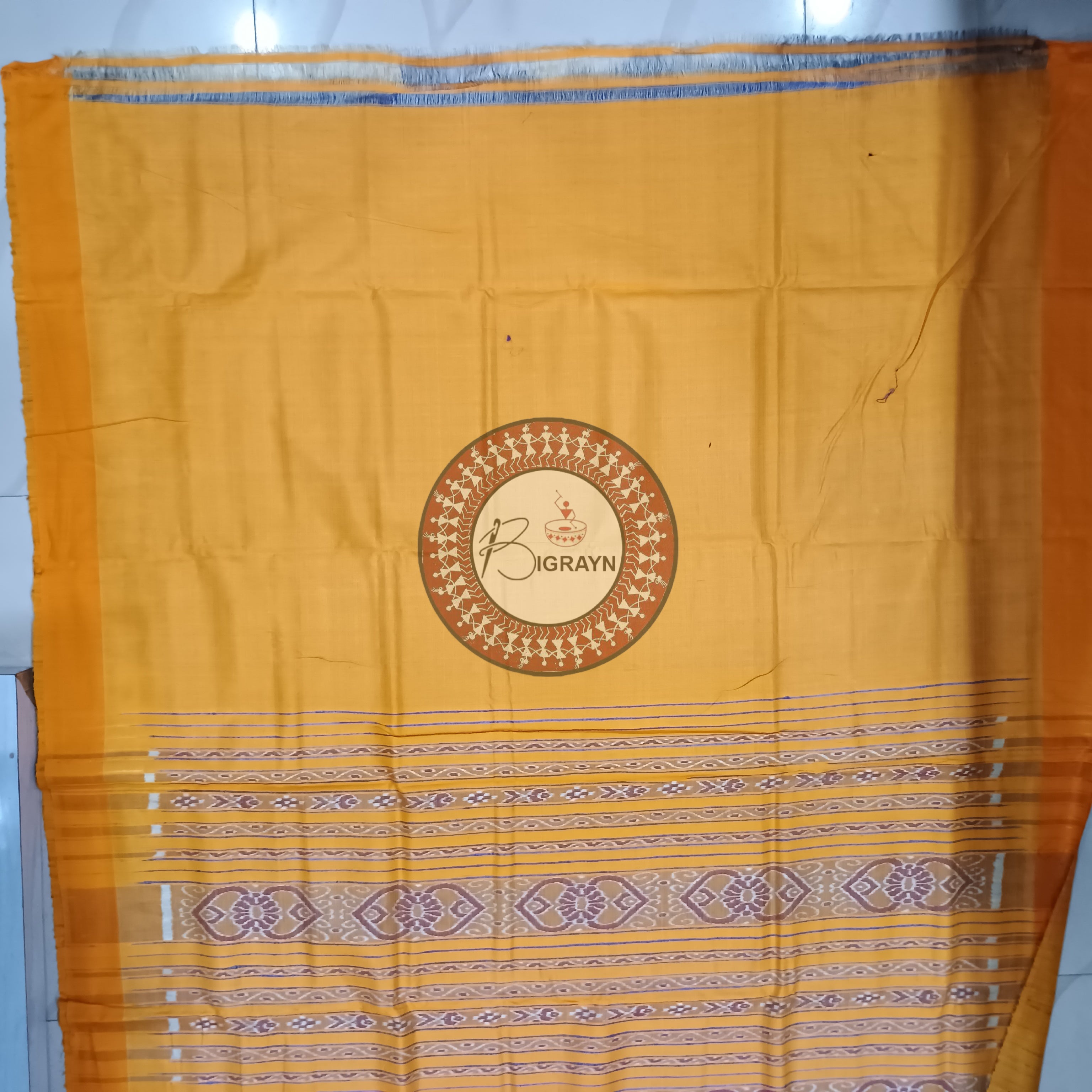 Blue Yellow Gopalpur Tussar Silk Saree