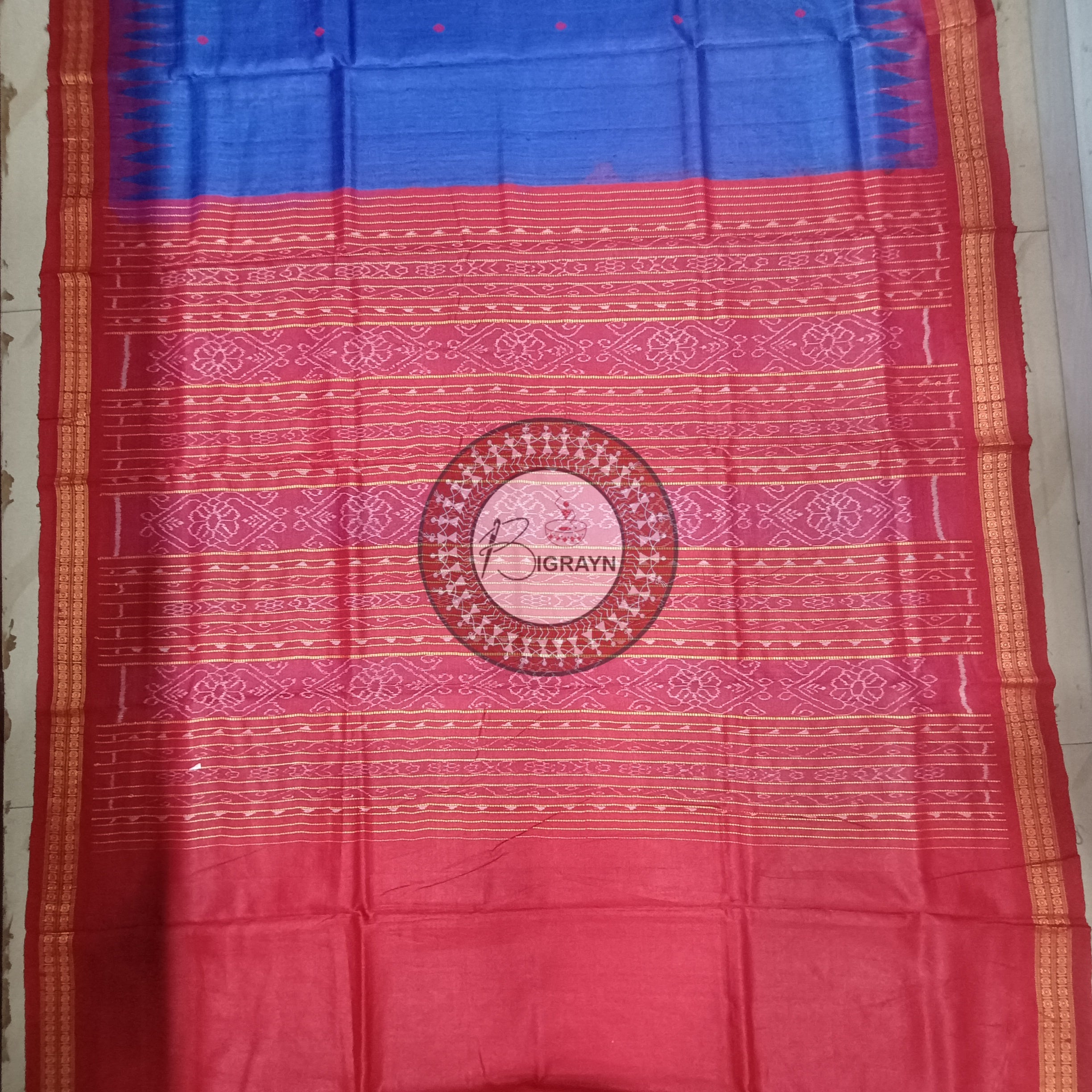 Blue Maroon Gopalpur Tussar Silk Saree