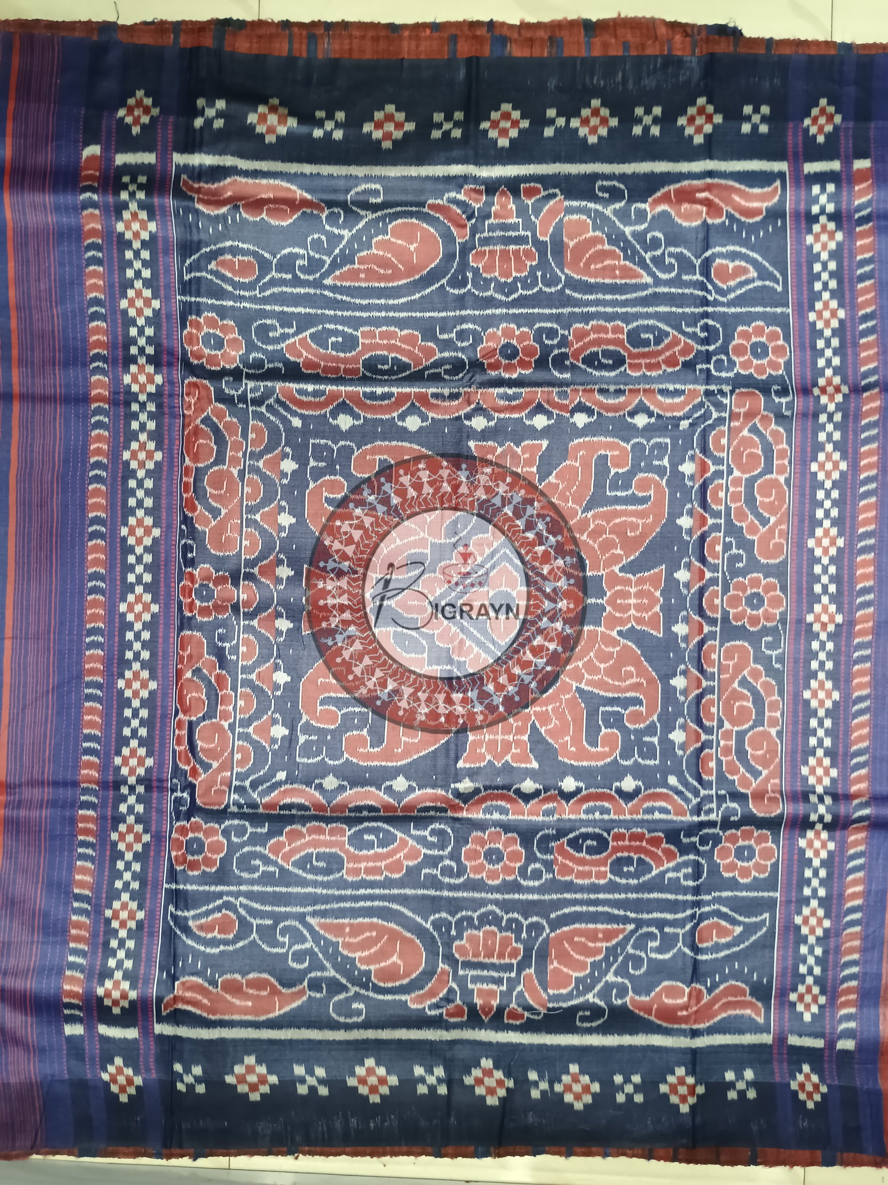 Maroon Blue Gopalpur Tussar Silk Saree