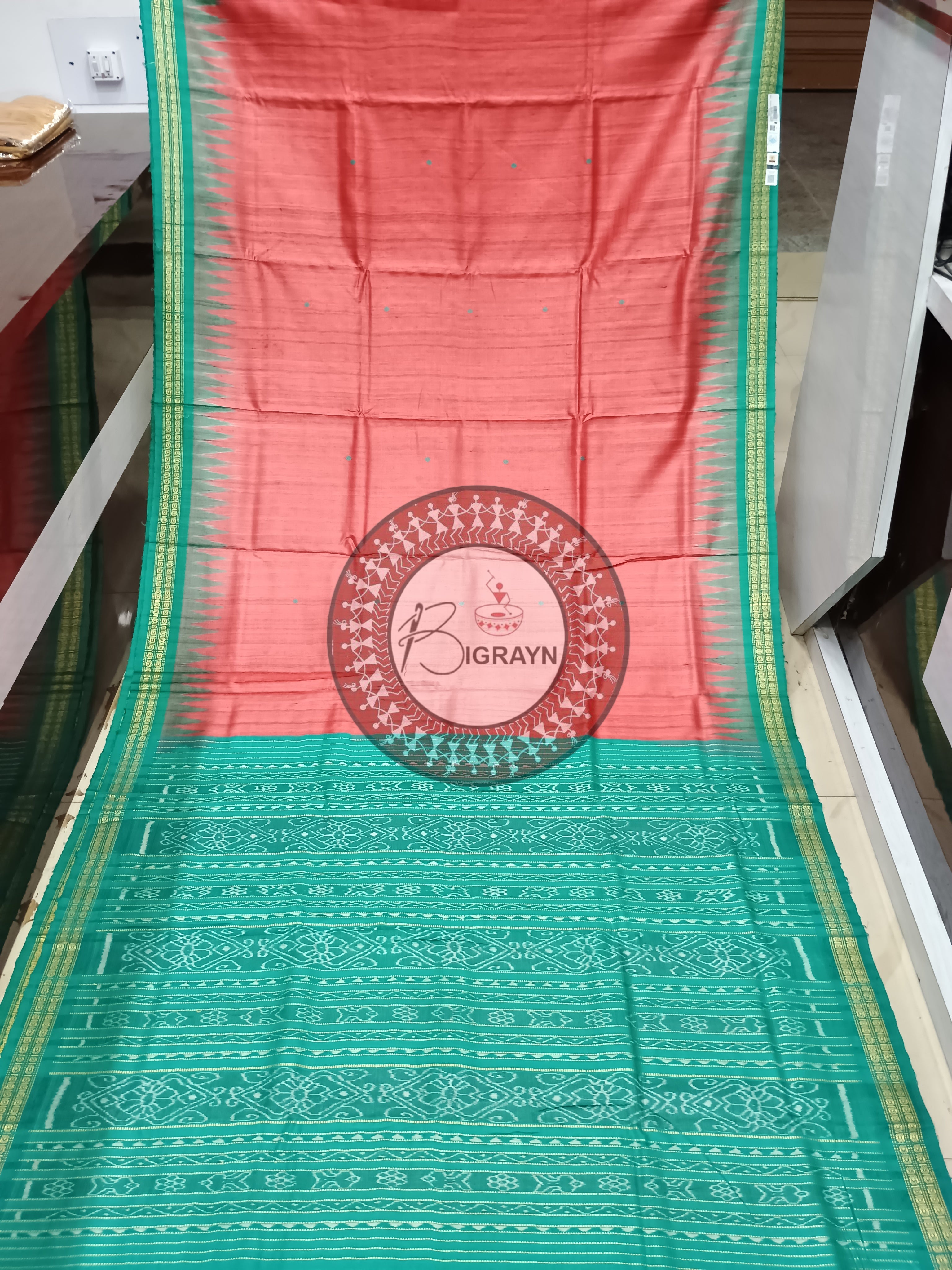 Maroon Green Gopalpur Tussar Silk Saree