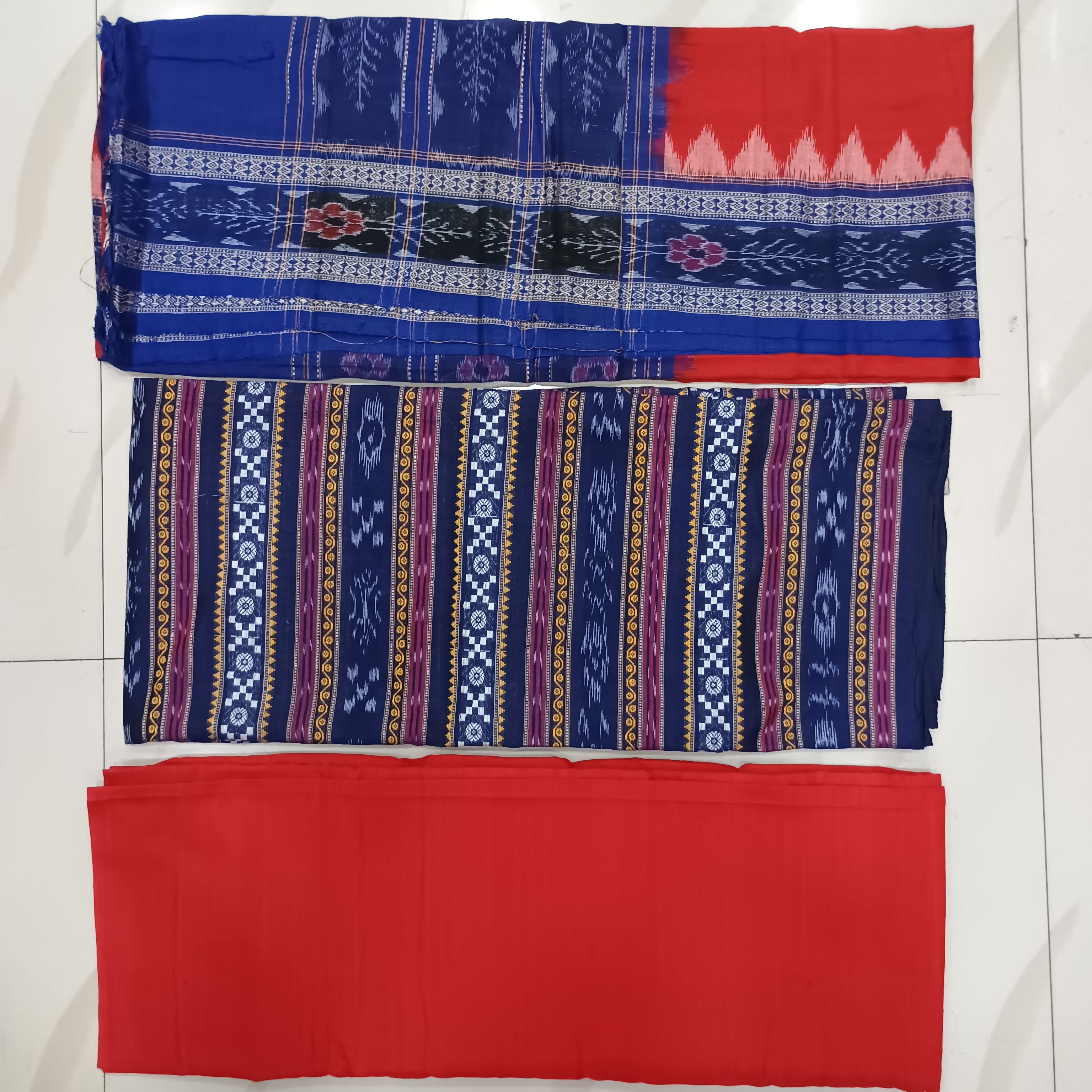 Blue Red Dubby Pasapali Dress Set
