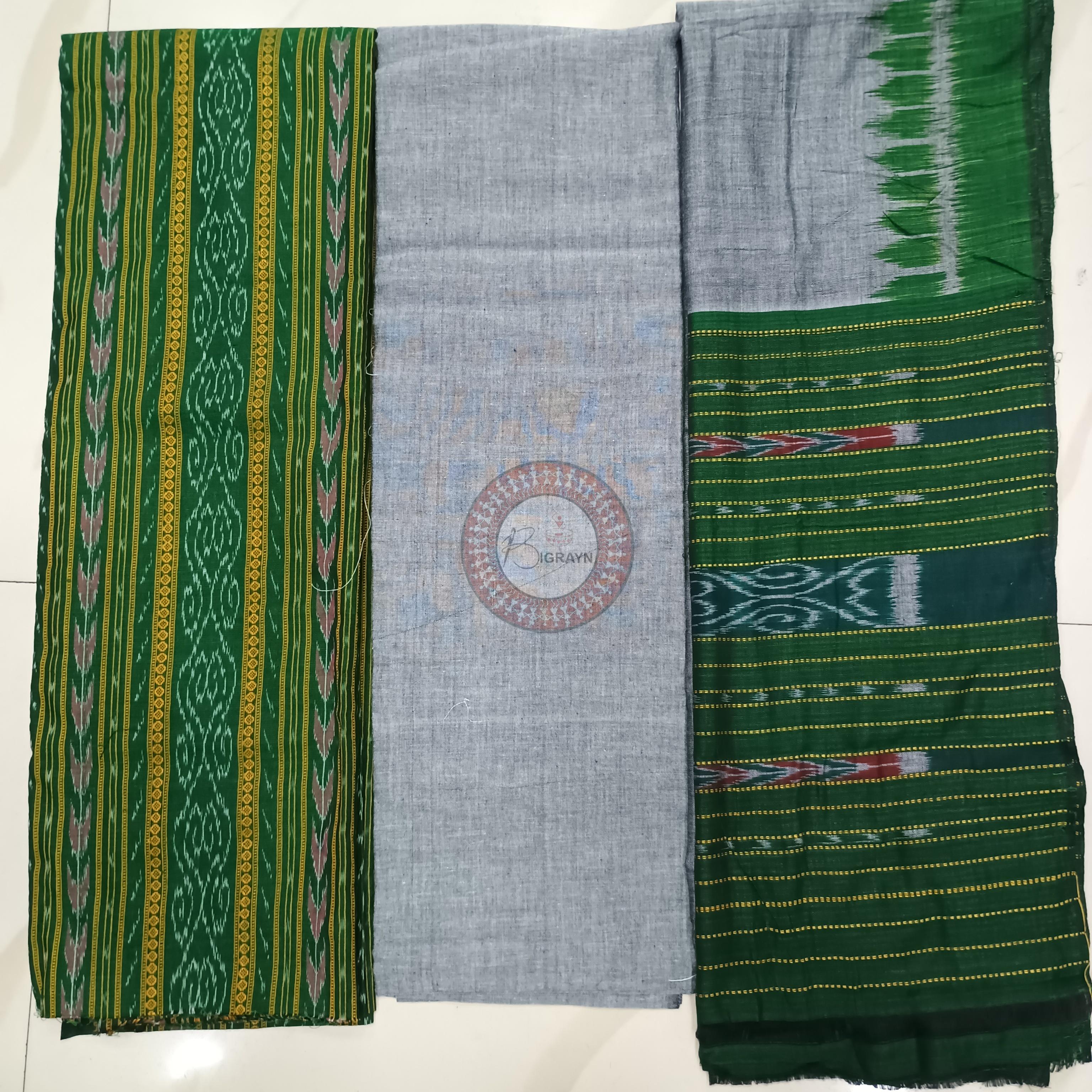 Green Grey Ikat Dress Set