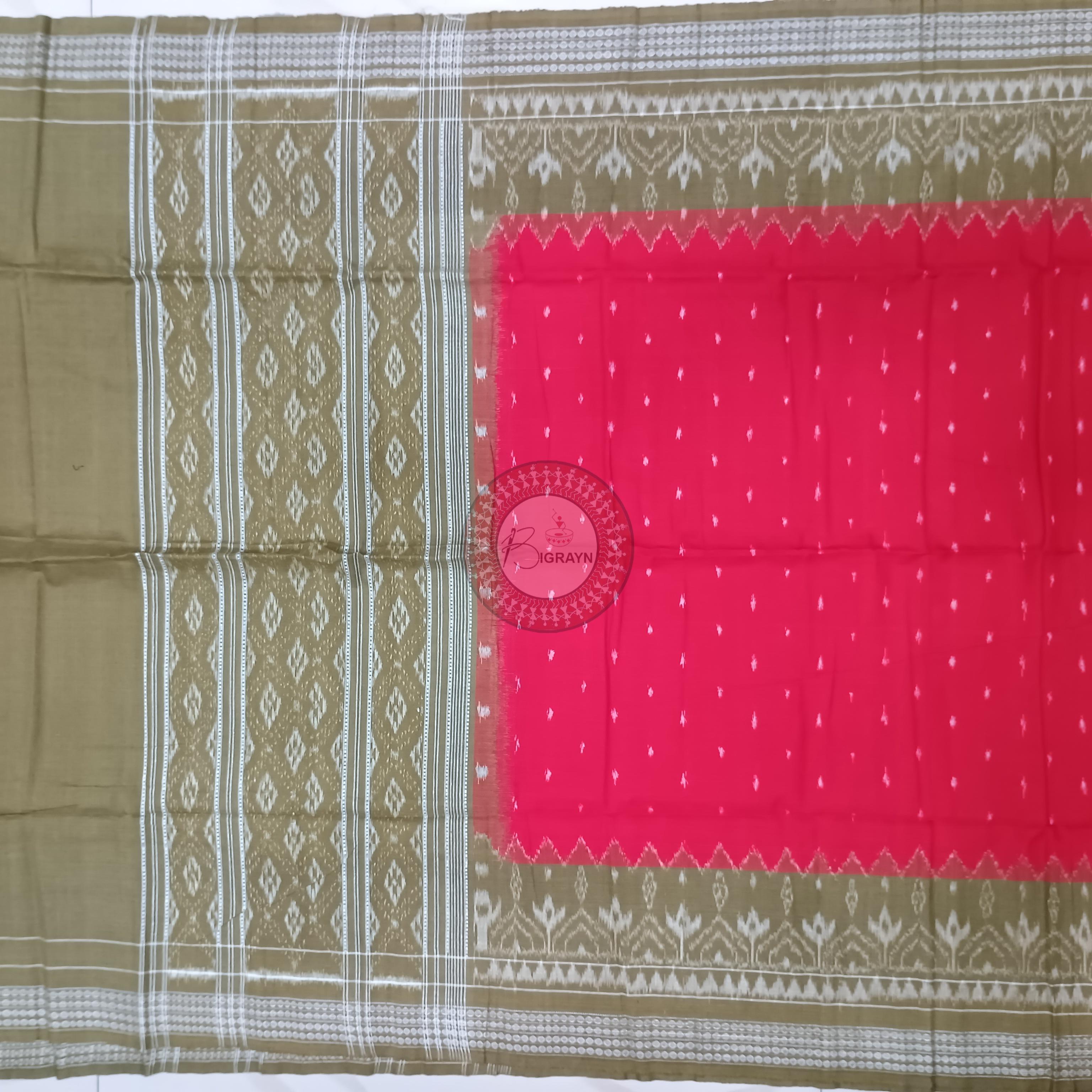 Mehendi Green Red Ikat Dress Set