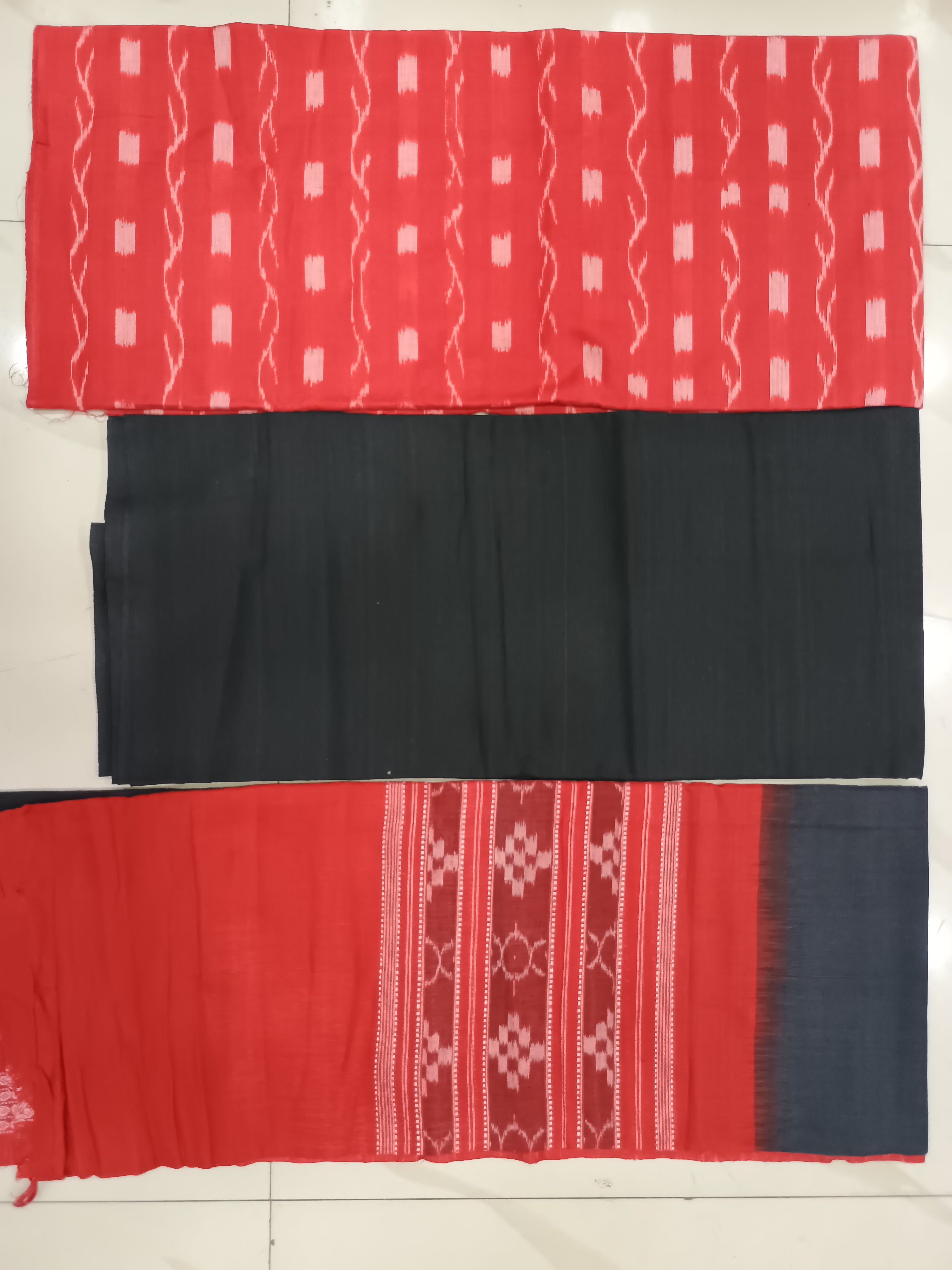 Red Black Lata Design Dress Set