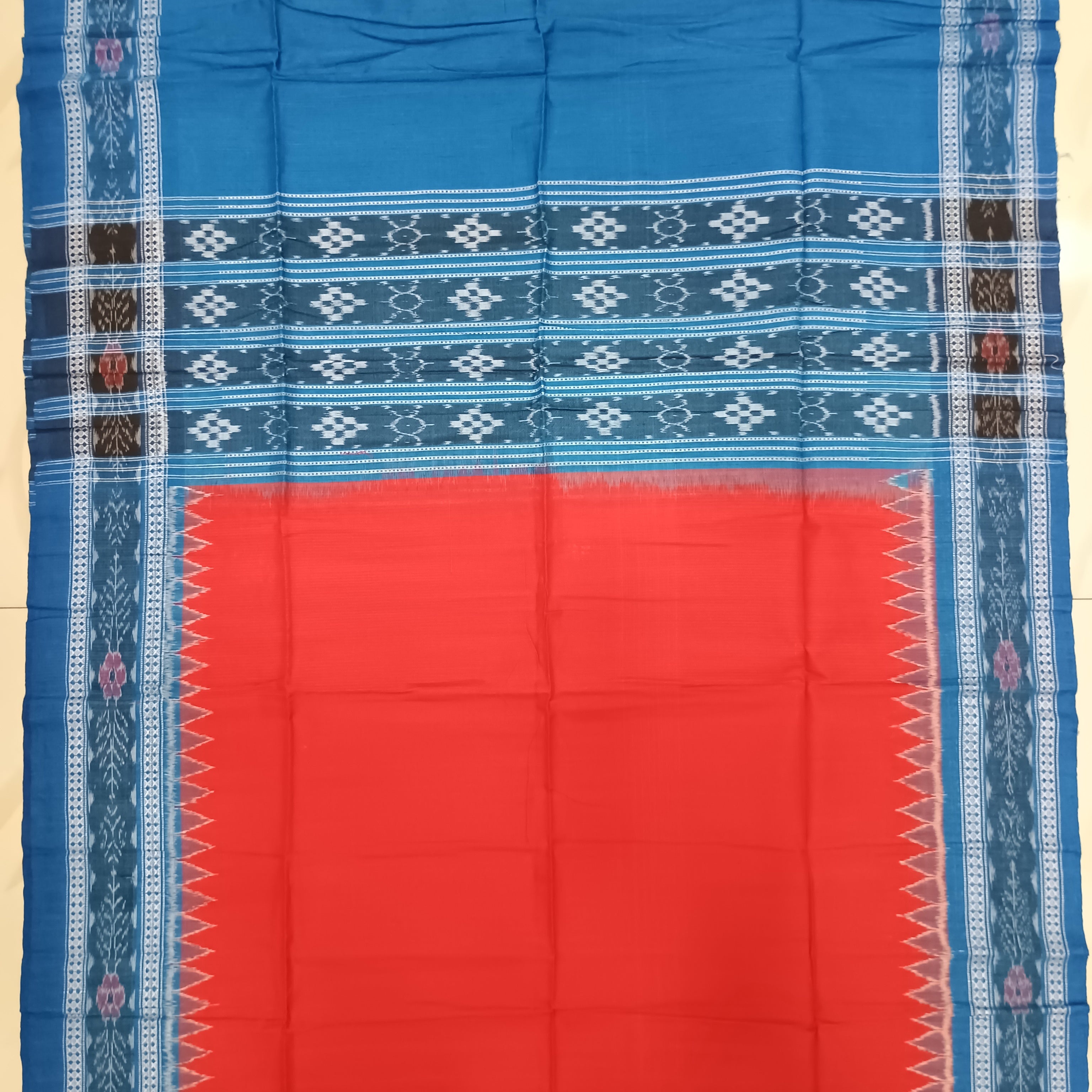 Teal Blue Red Arrow And Flower Design Dress Set