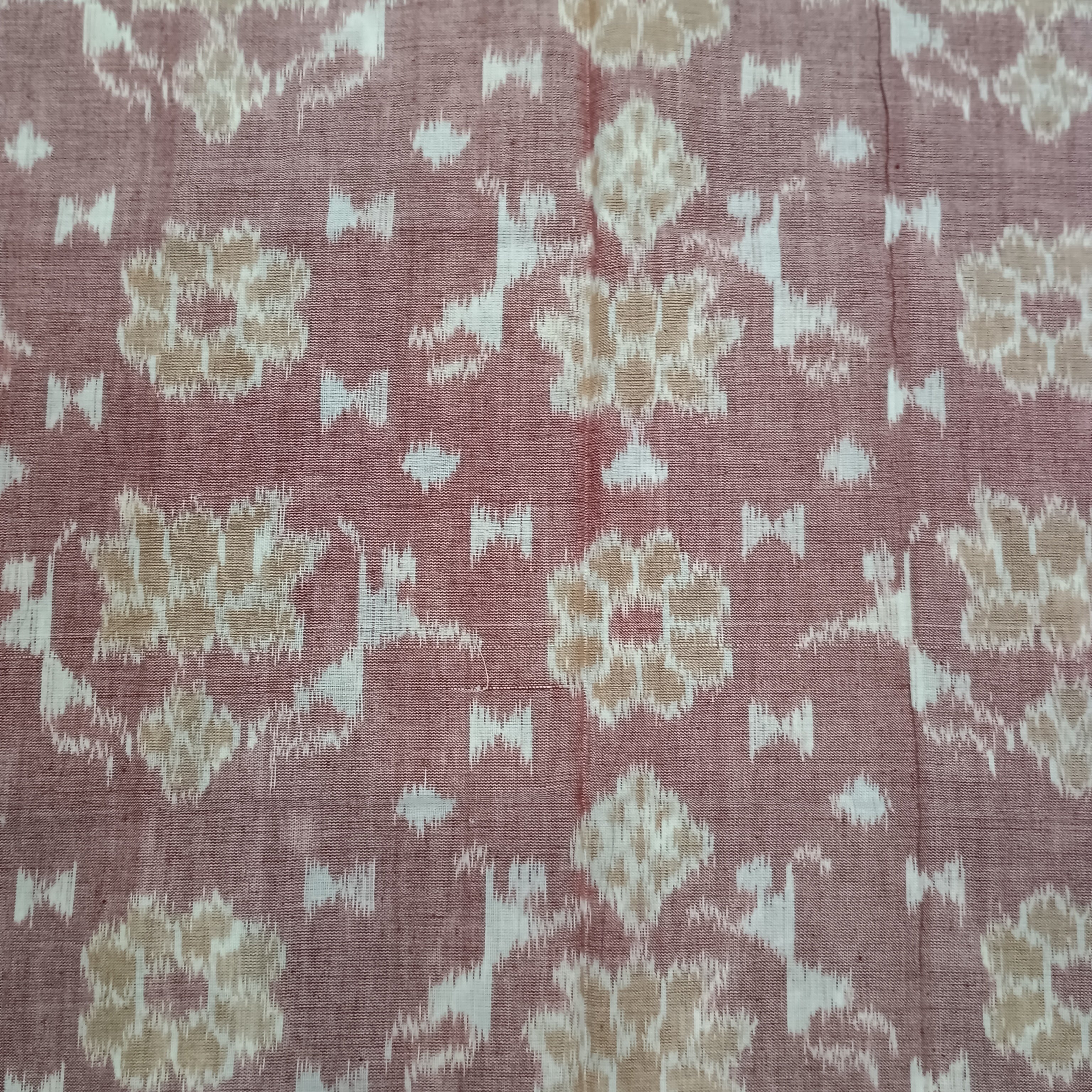 Peach Black Lotus Design Handwoven Odisha Ikat Unstitched Dress Material Set (Top 2.5m, Bottom 2m, Dupatta 2.5m)