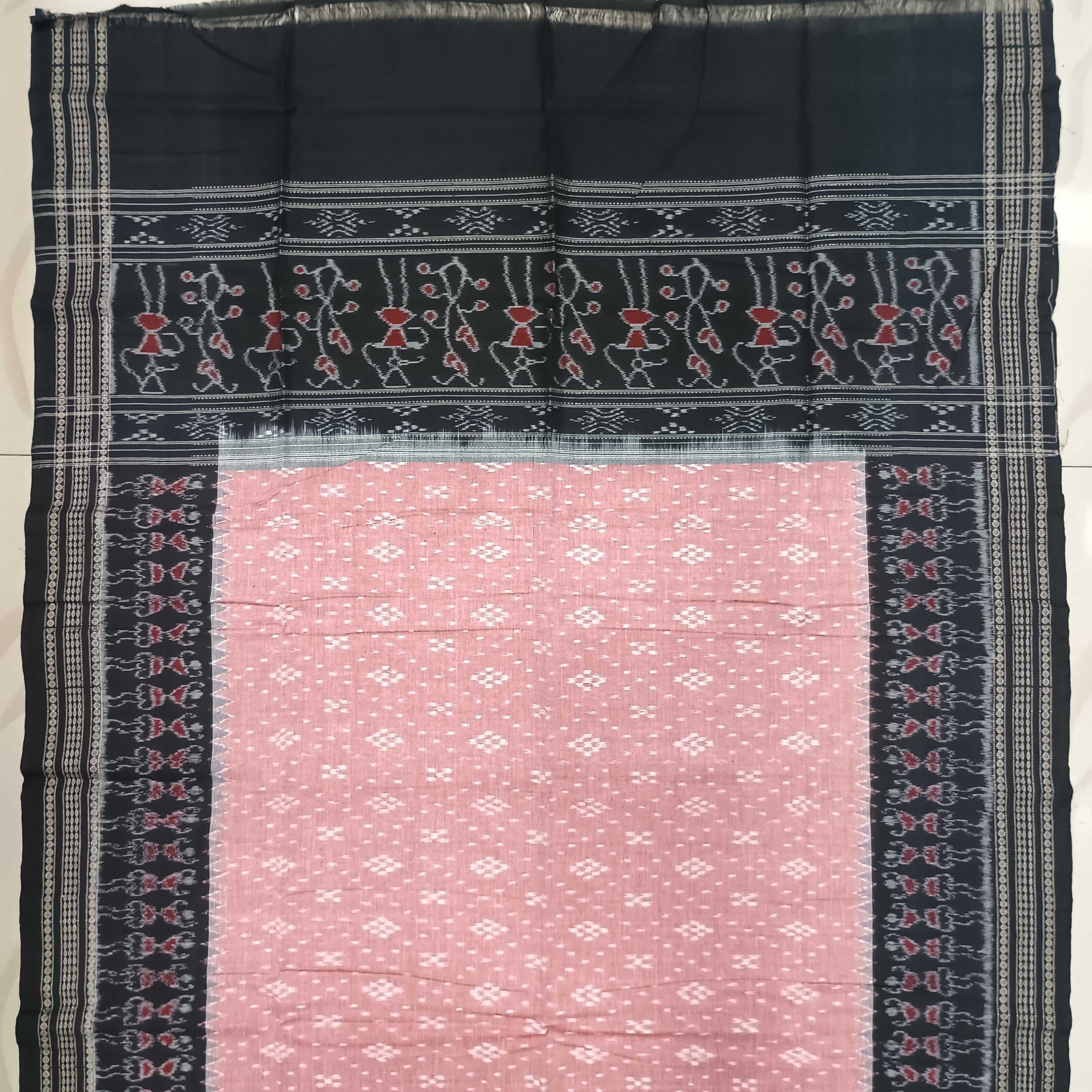 Peach Black Lotus Design Dress Set