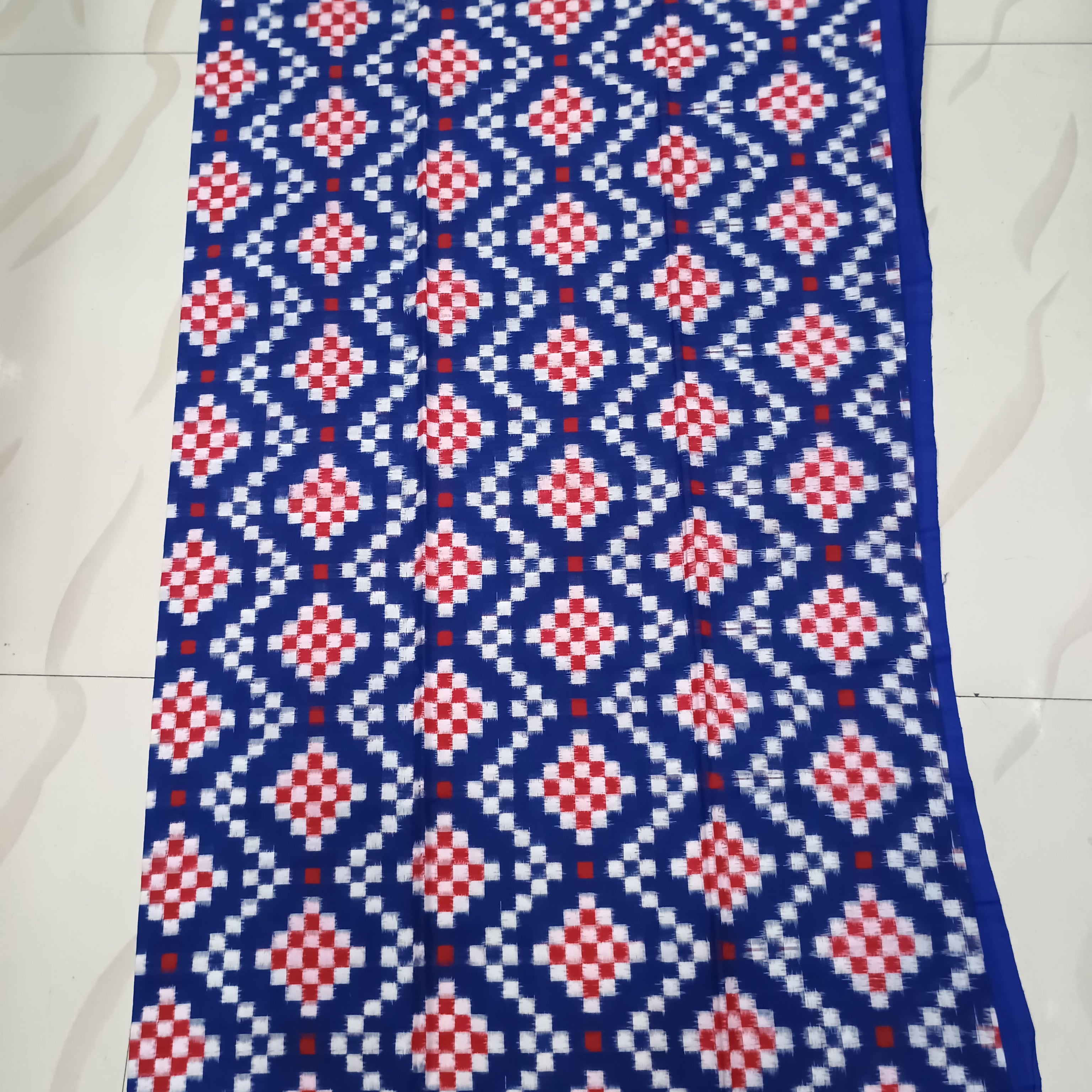 Blue White Red Pasapali Design Dress Set