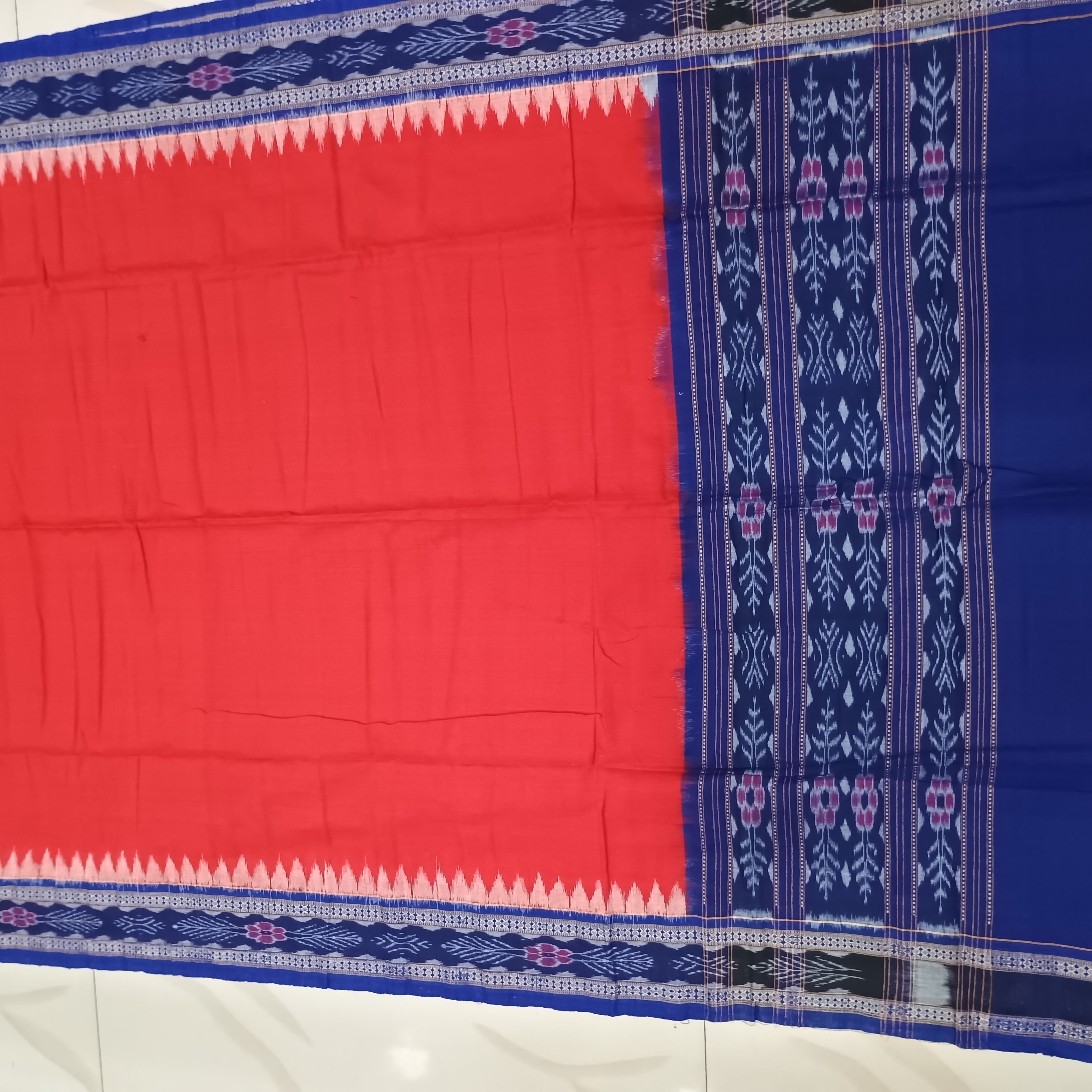 Blue White Red Pasapali Design Dress Set