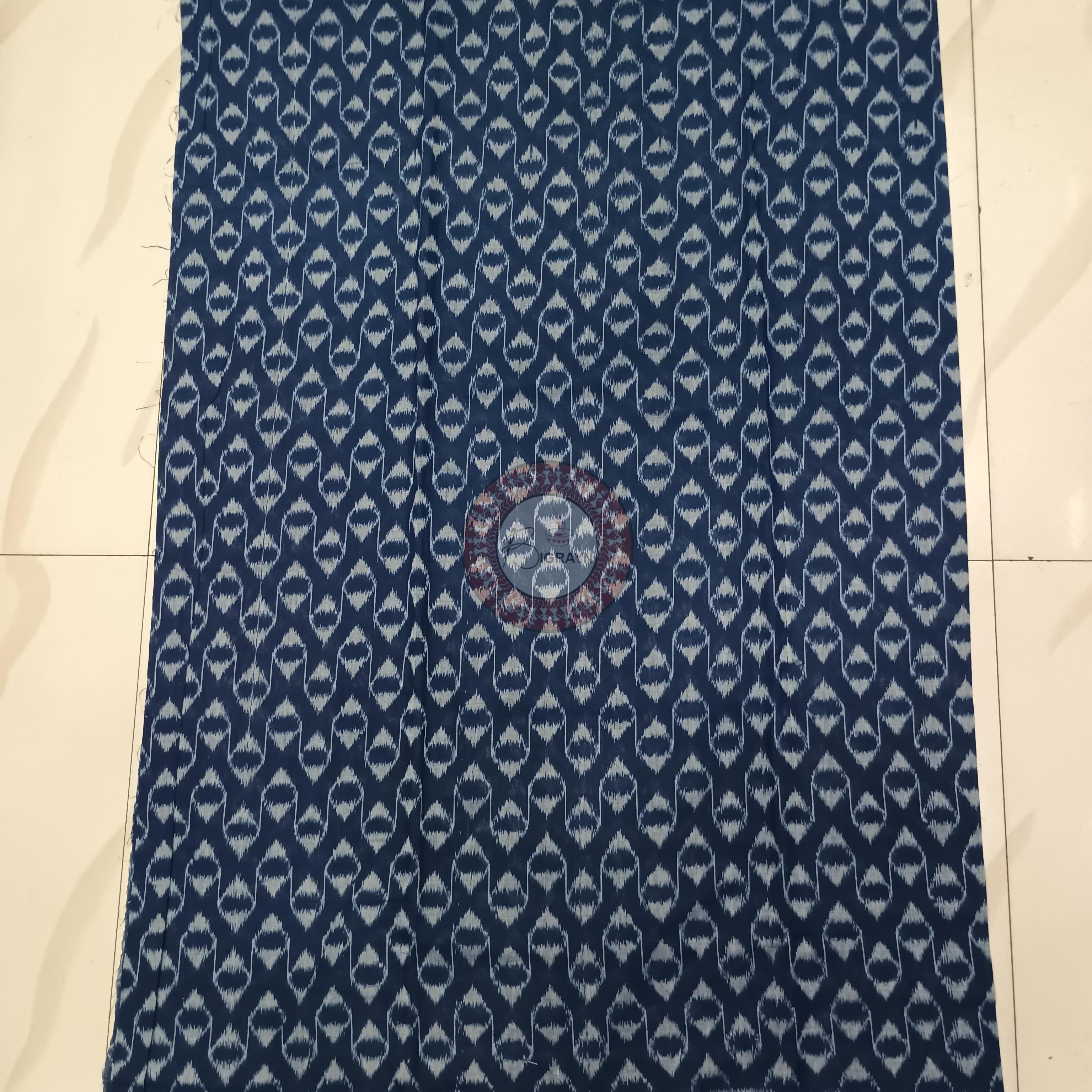 Navy Blue Creame Ikat Design Dress Set
