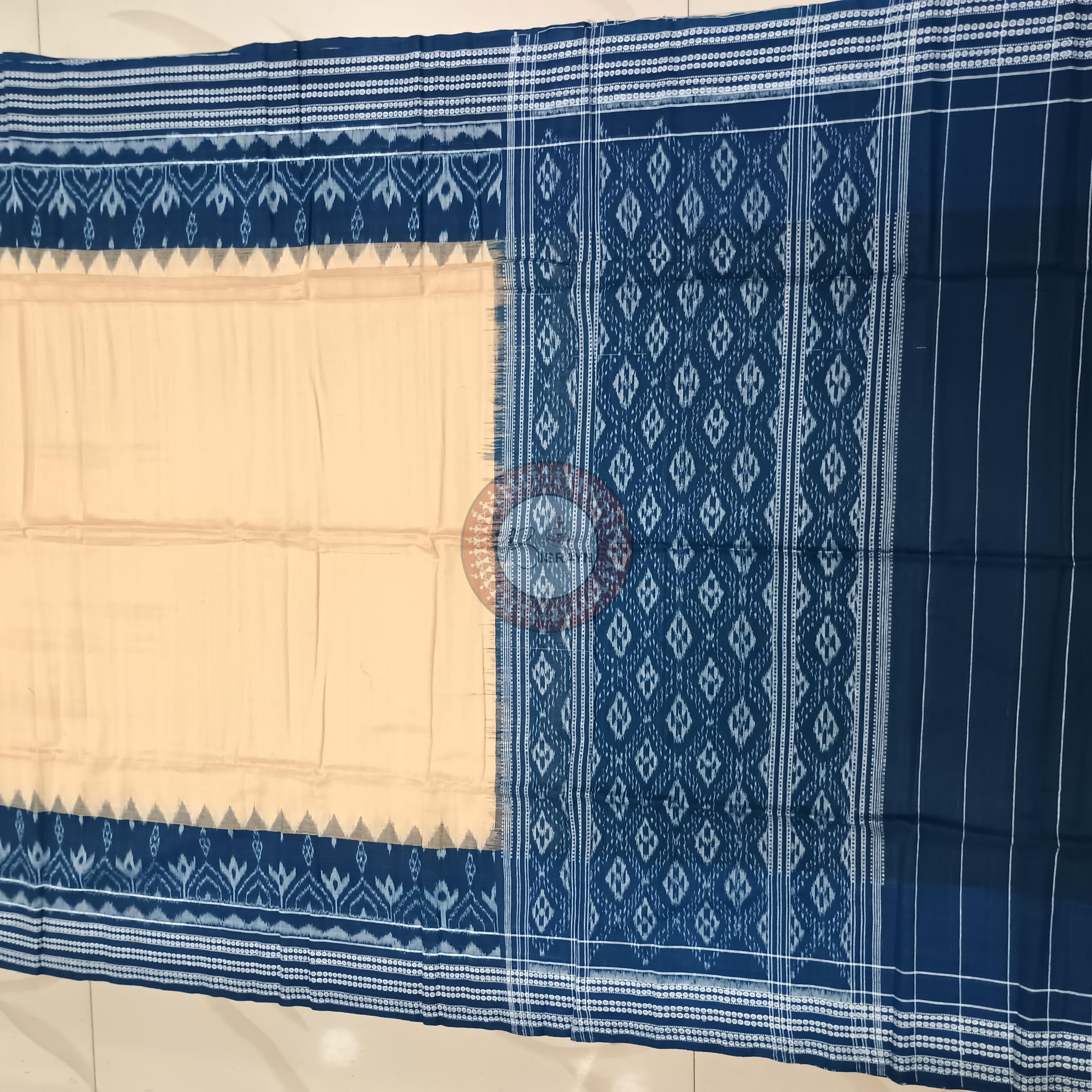 Navy Blue Creame Ikat Design Dress Set