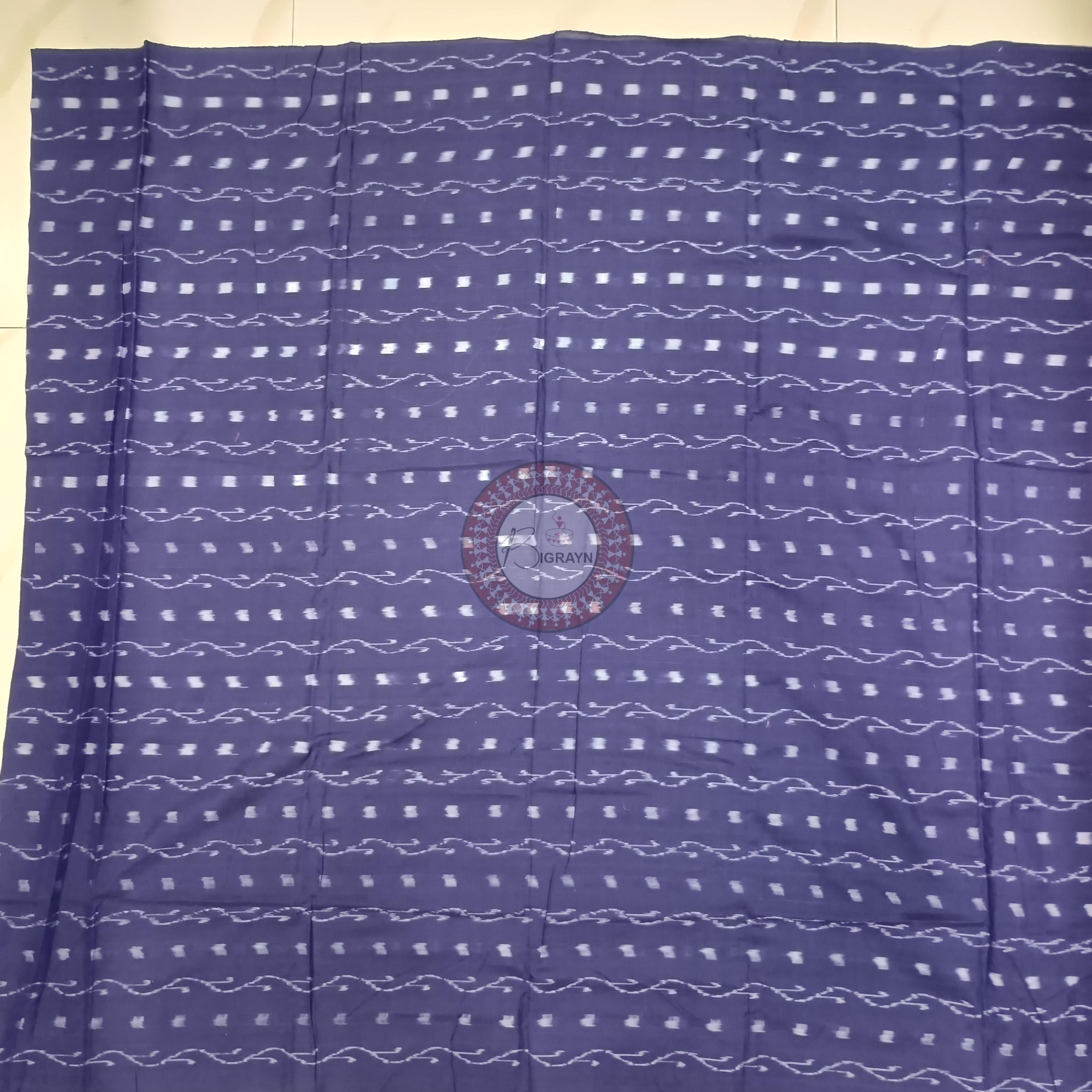 Blue Yellow Handwoven Odisha Ikat Unstitched Dress Material Set (Top 2.5m, Bottom 2m, Dupatta 2.5m)