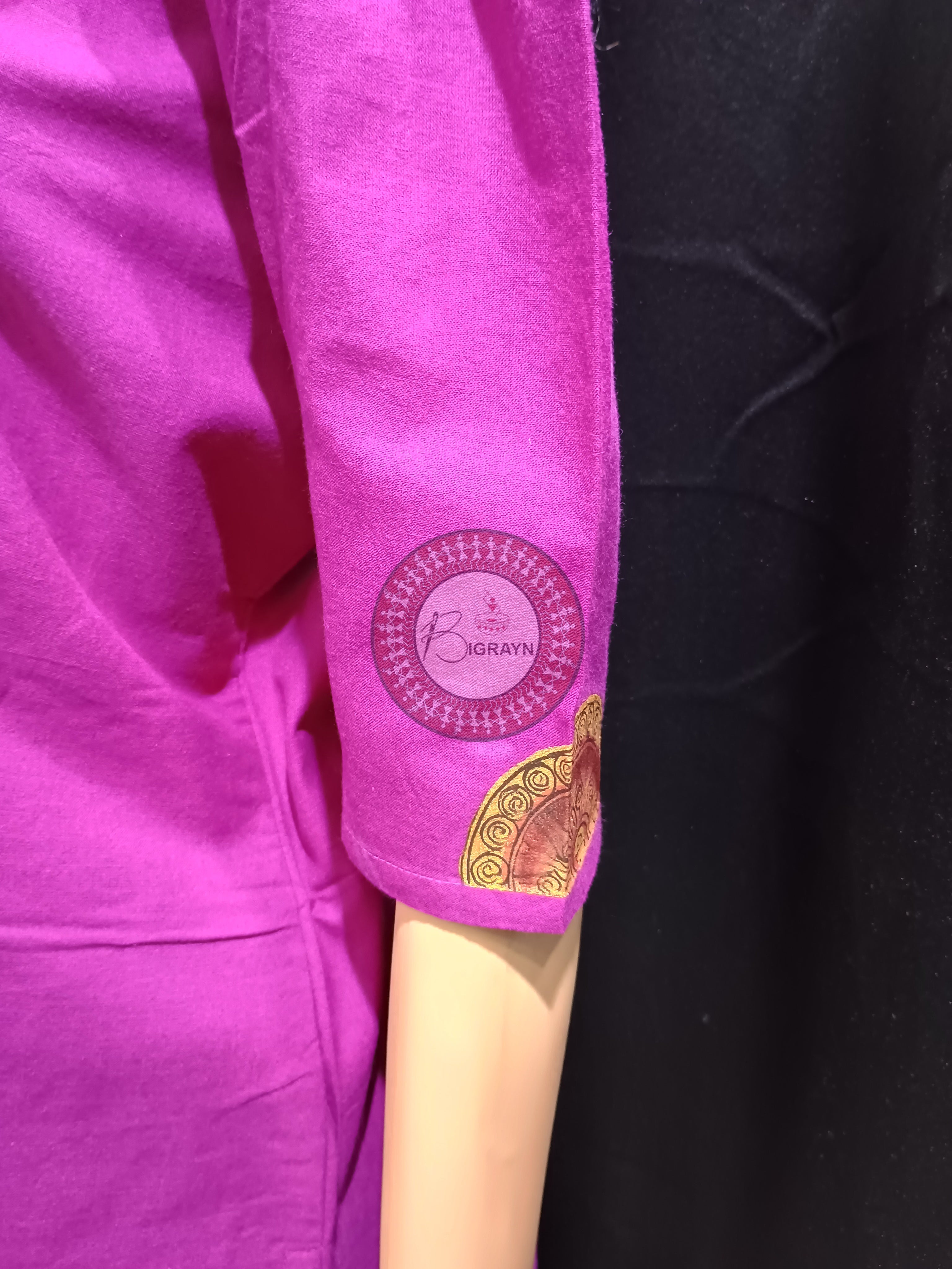 Purple Konark Temple Theme Hand Painted Pattachitra Kurti