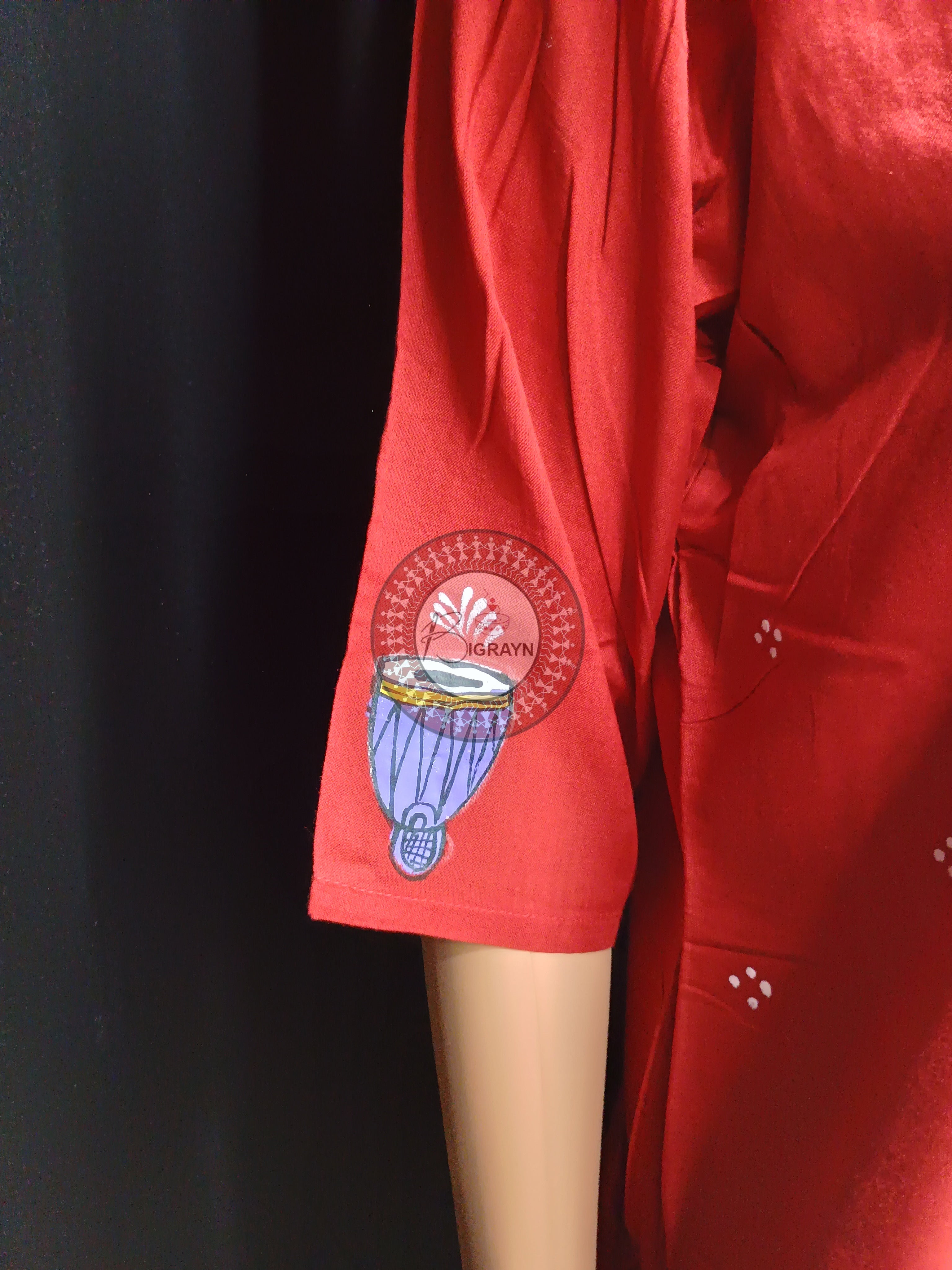 Red Marriage Theme Hand Painted Pattachitra Kurti