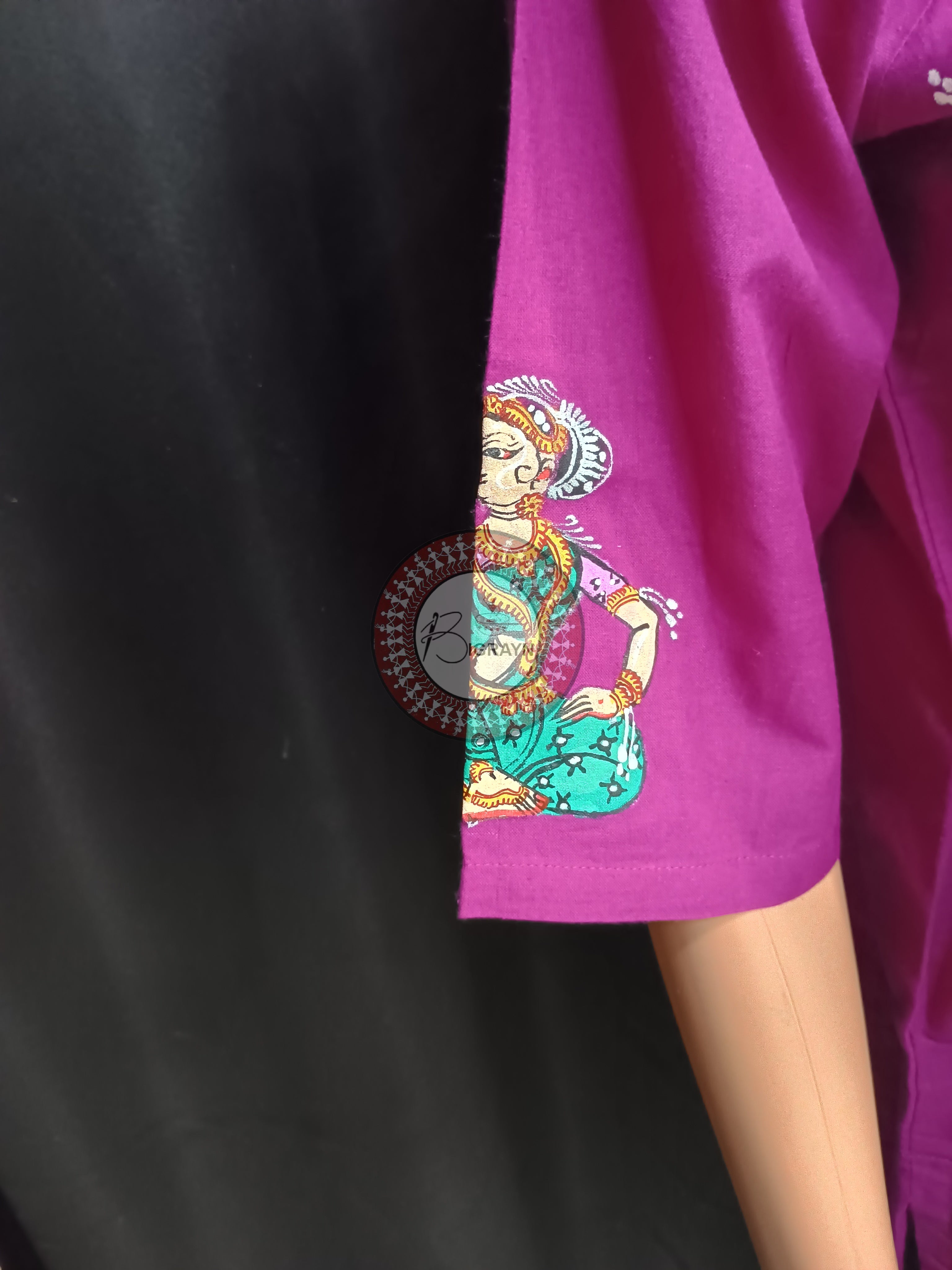 Purple Boita Bandana Theme Hand Painted Pattachitra Kurti