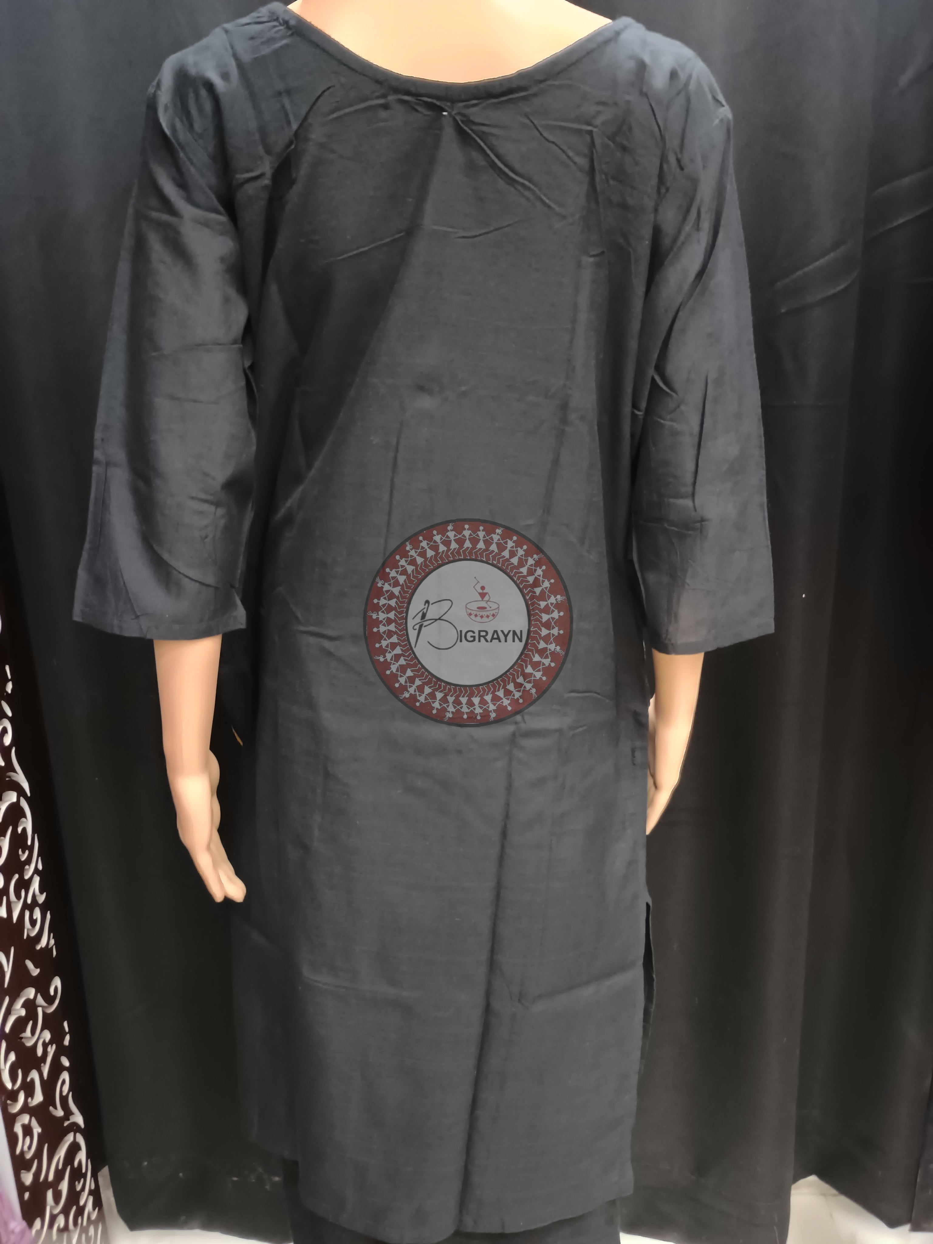 Black Raja Doli Theme Hand Painted Pattachitra Kurti