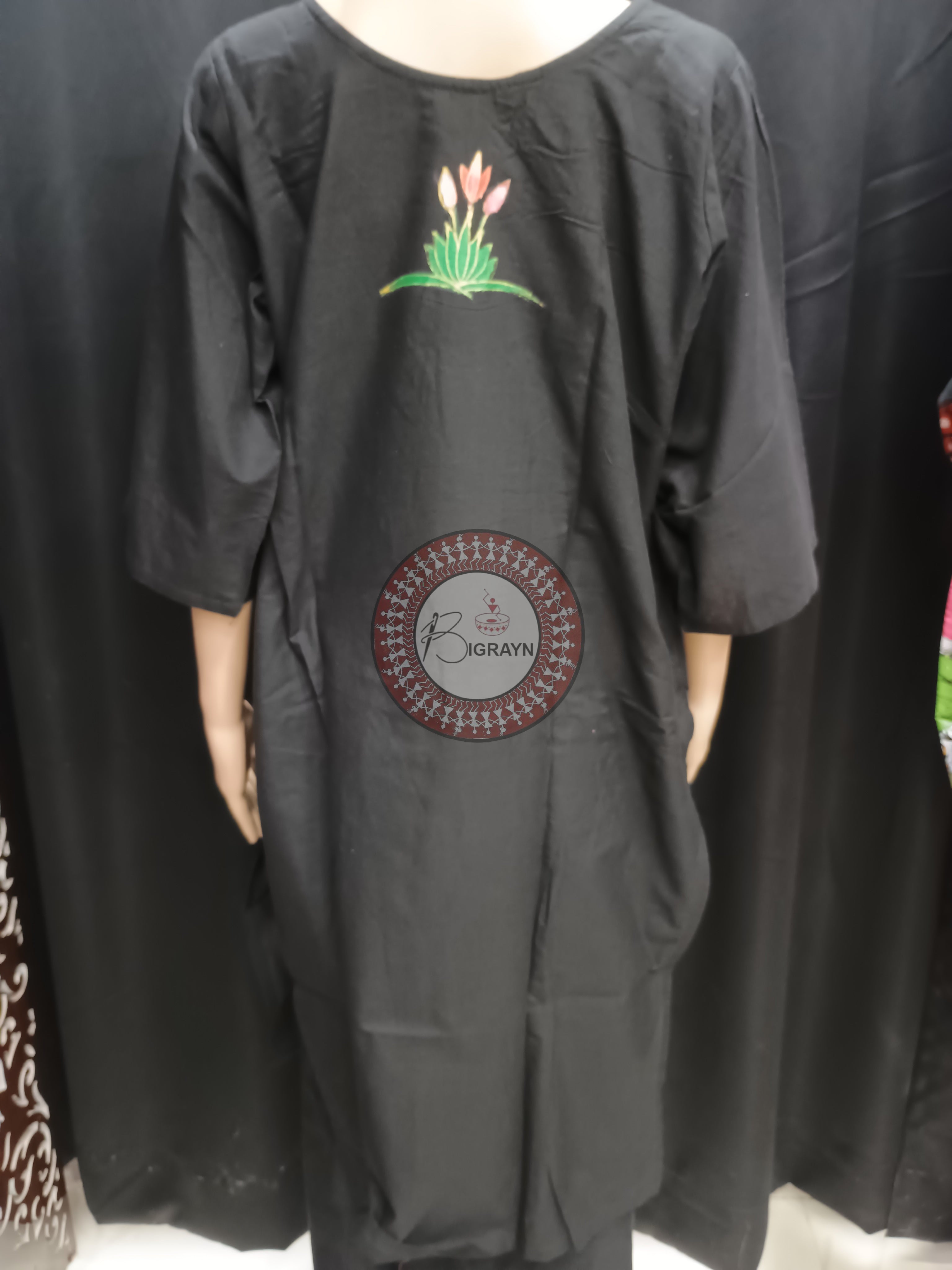 Black Ashoka Theme Hand Painted Pattachitra Kurti