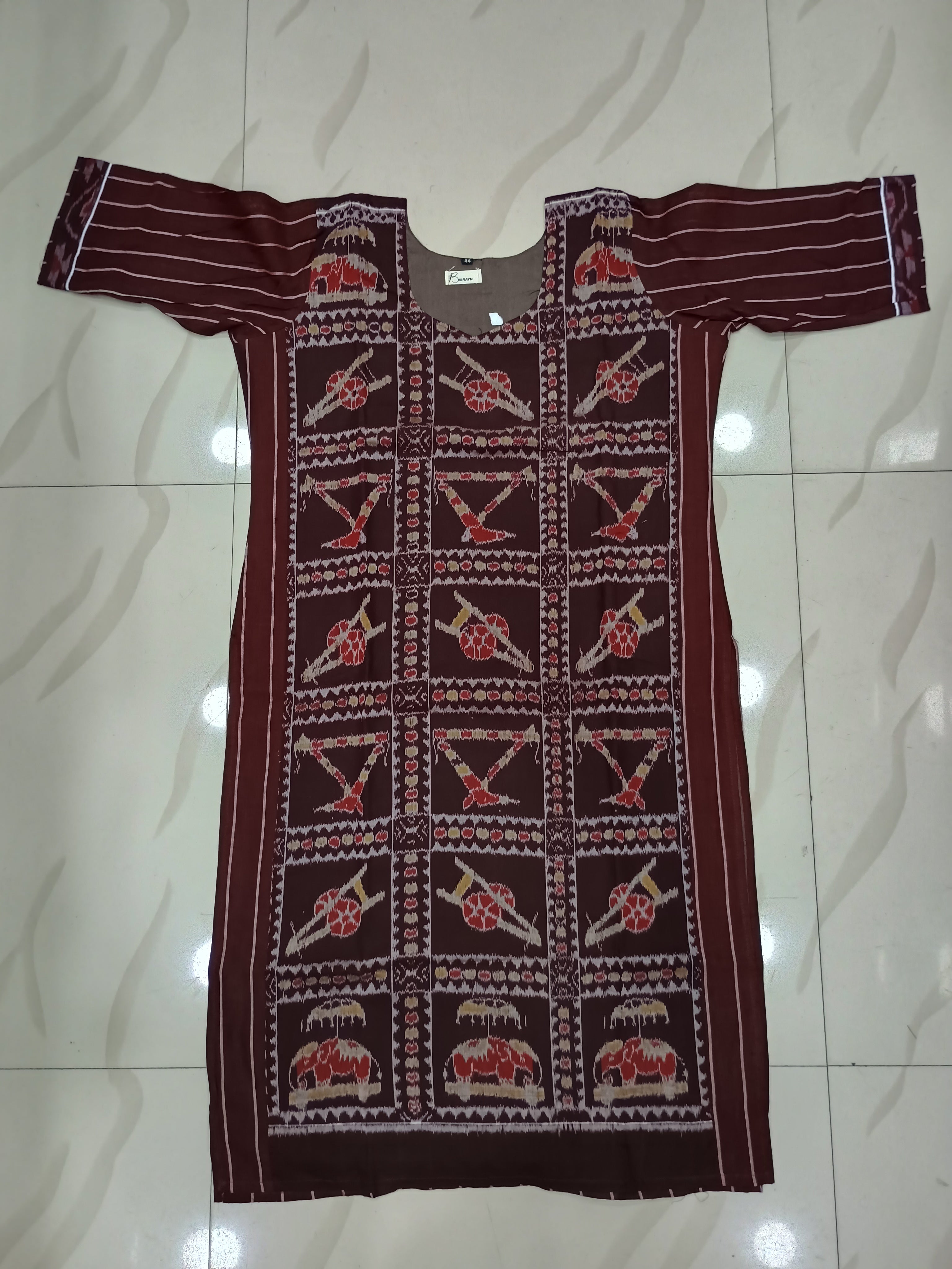 Coffee Langala Designer A-Line Kurti