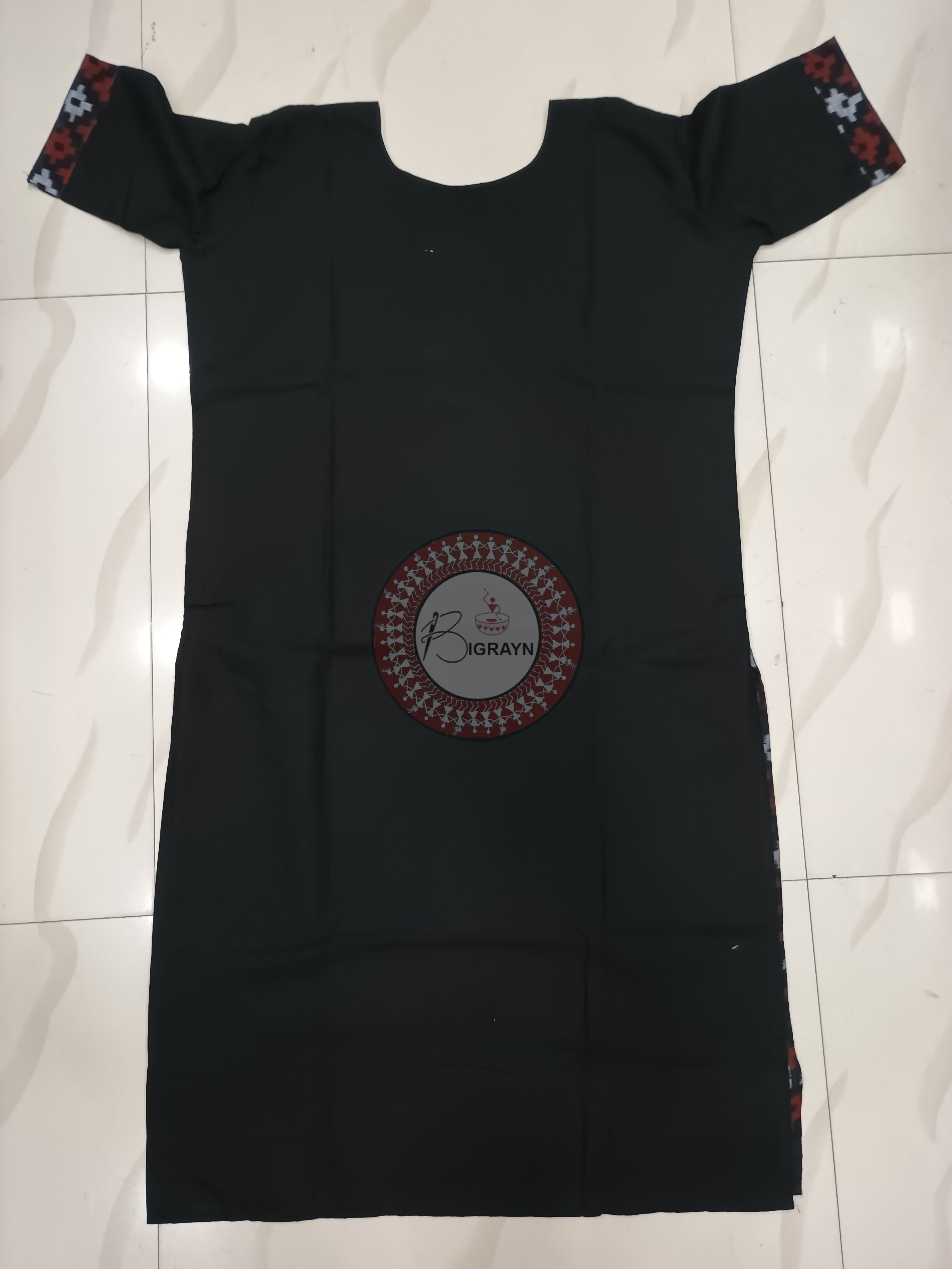 Black White Maroon Pasapali Designer A-Line Kurti