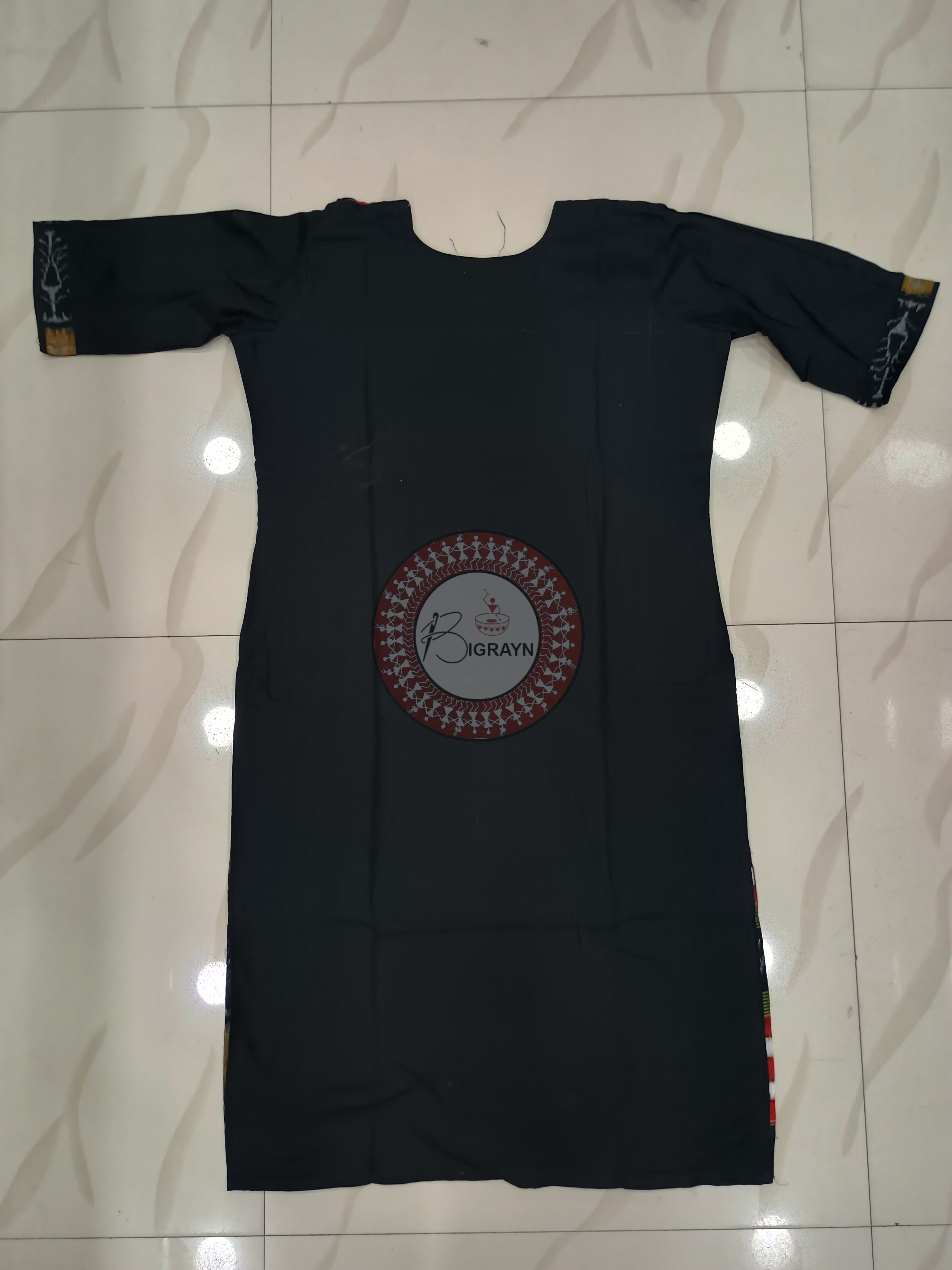 Red Black Green Pasapali Designer A-Line Kurti
