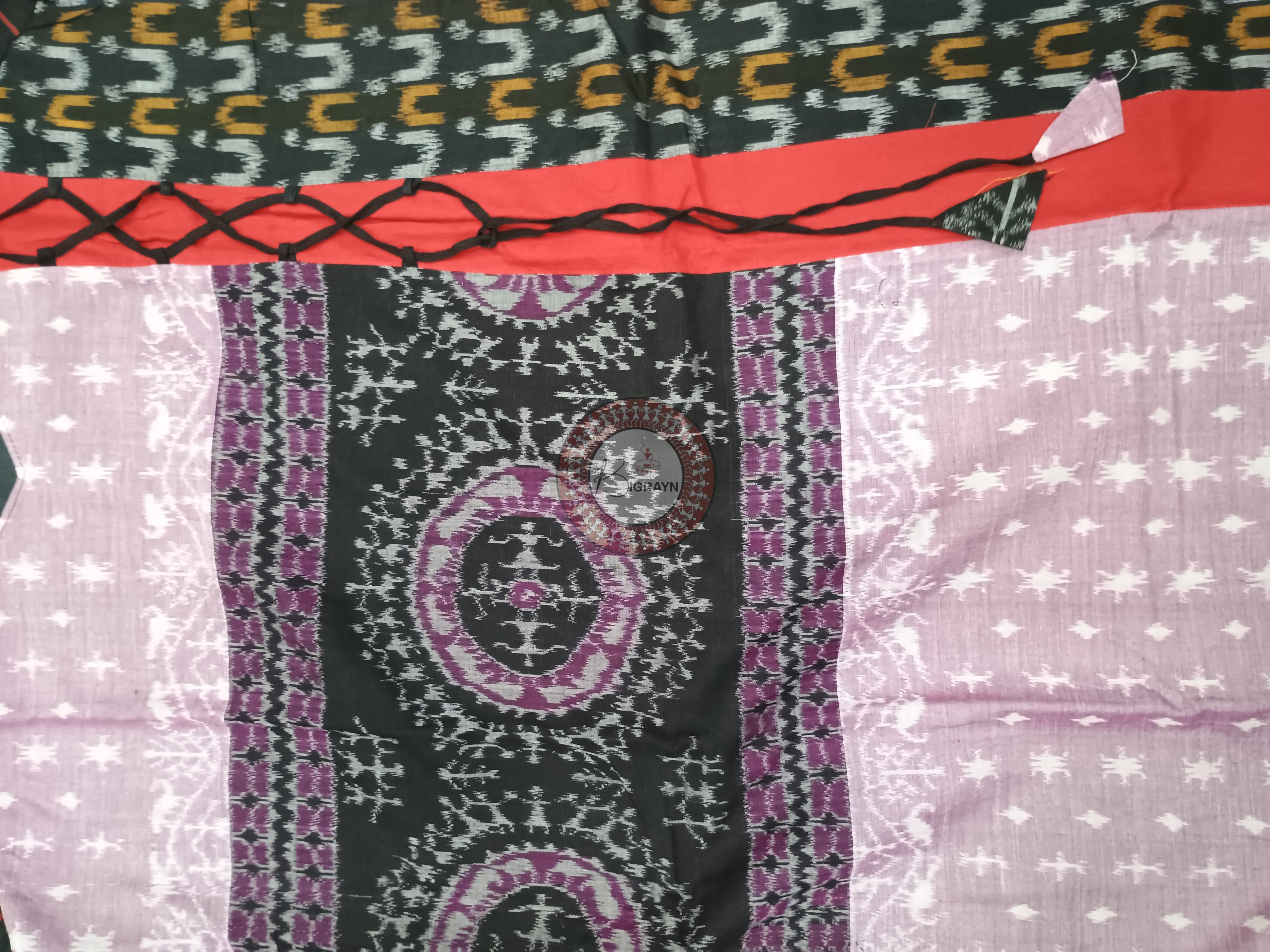 Light Purple Black Designer A-Line Kurti