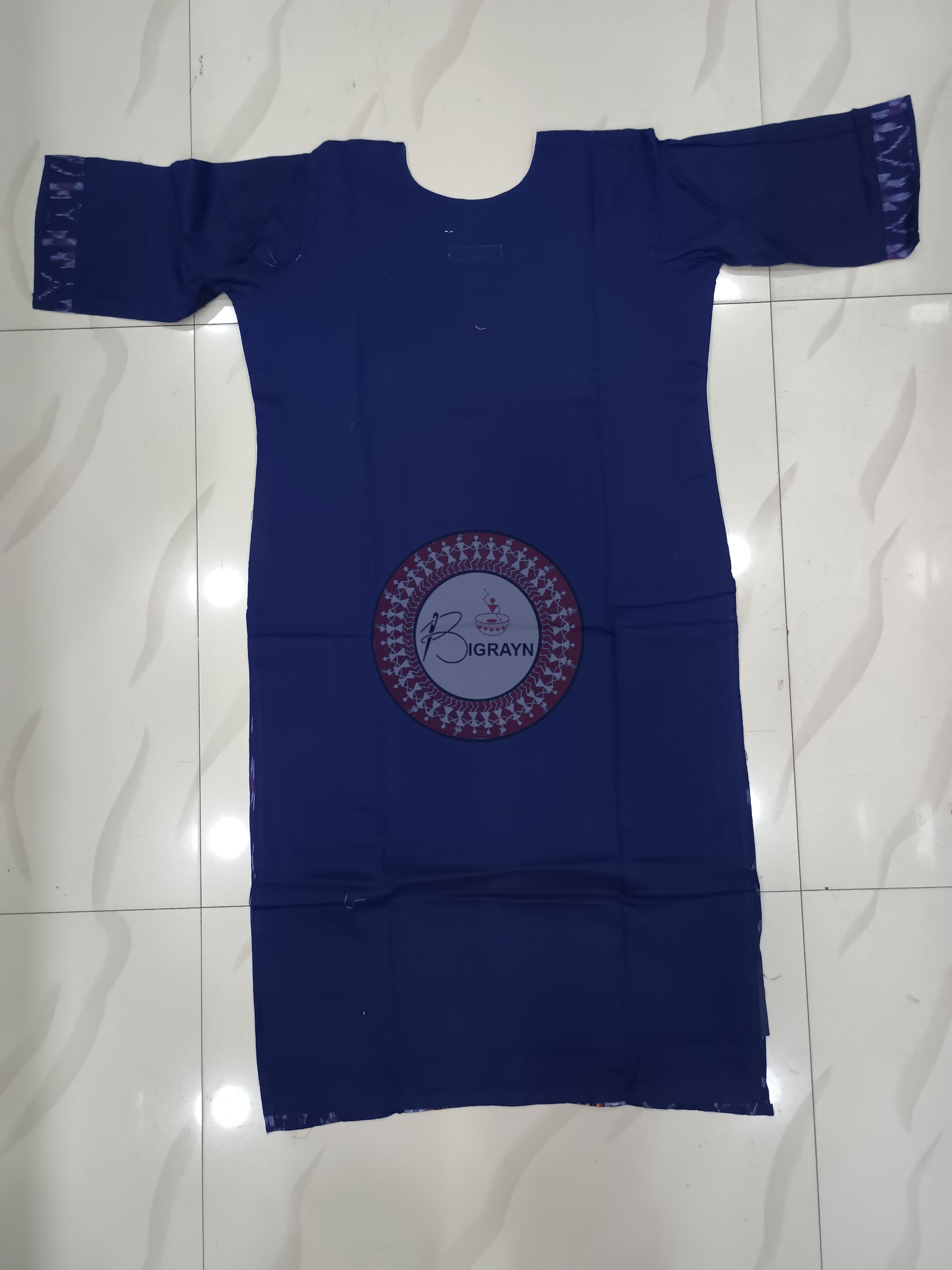 Blue Red Pasapali Designer A-Line Kurti
