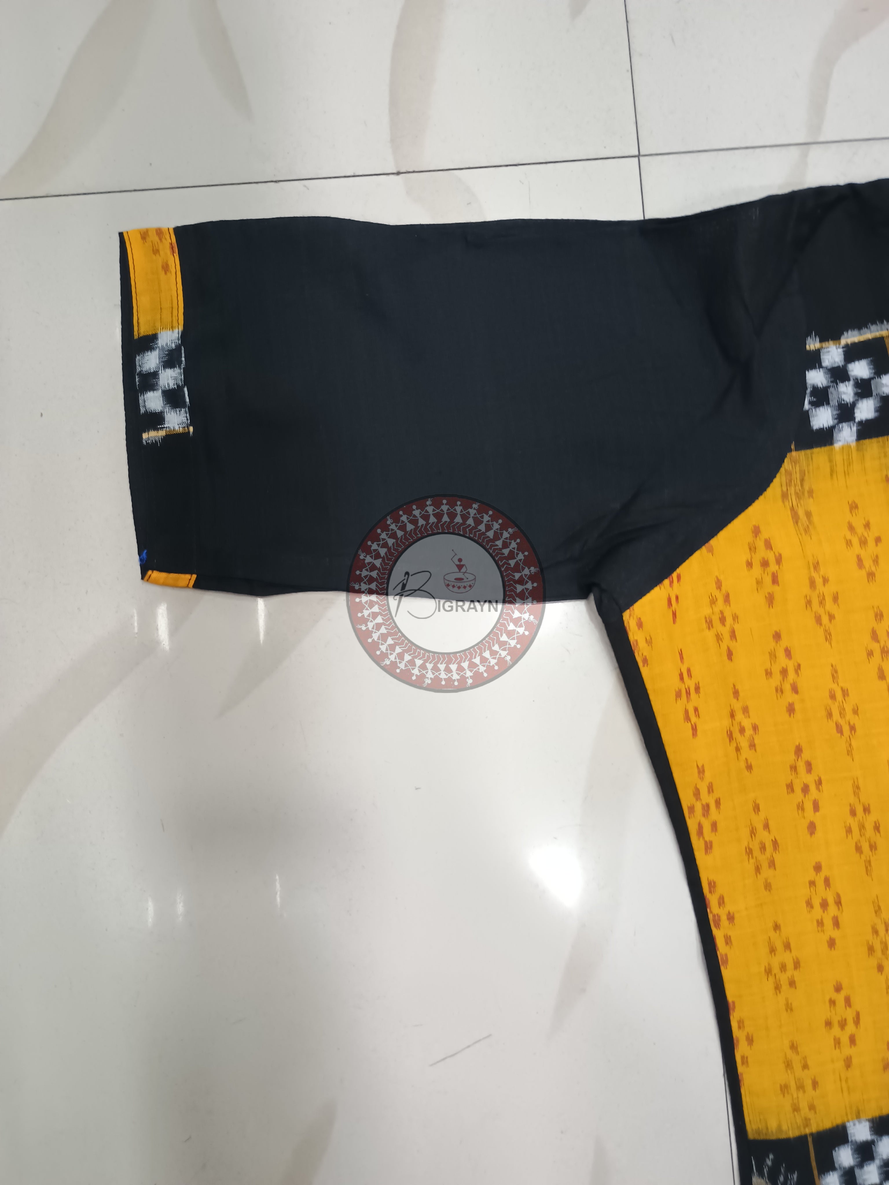 Black Yellow Red Pasapali Designer A-Line Kurti
