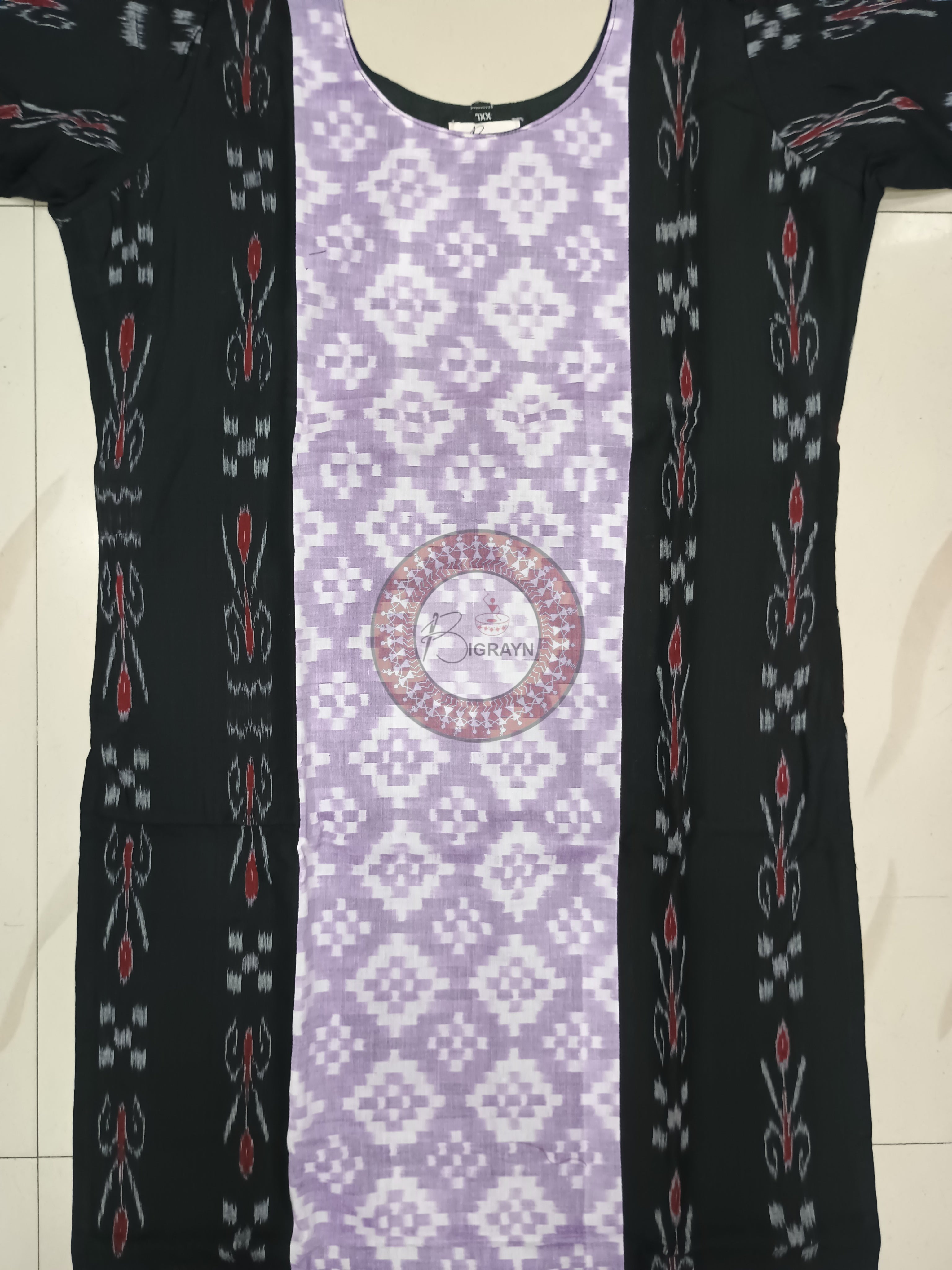 Black Light Blue Designer A-Line Kurti