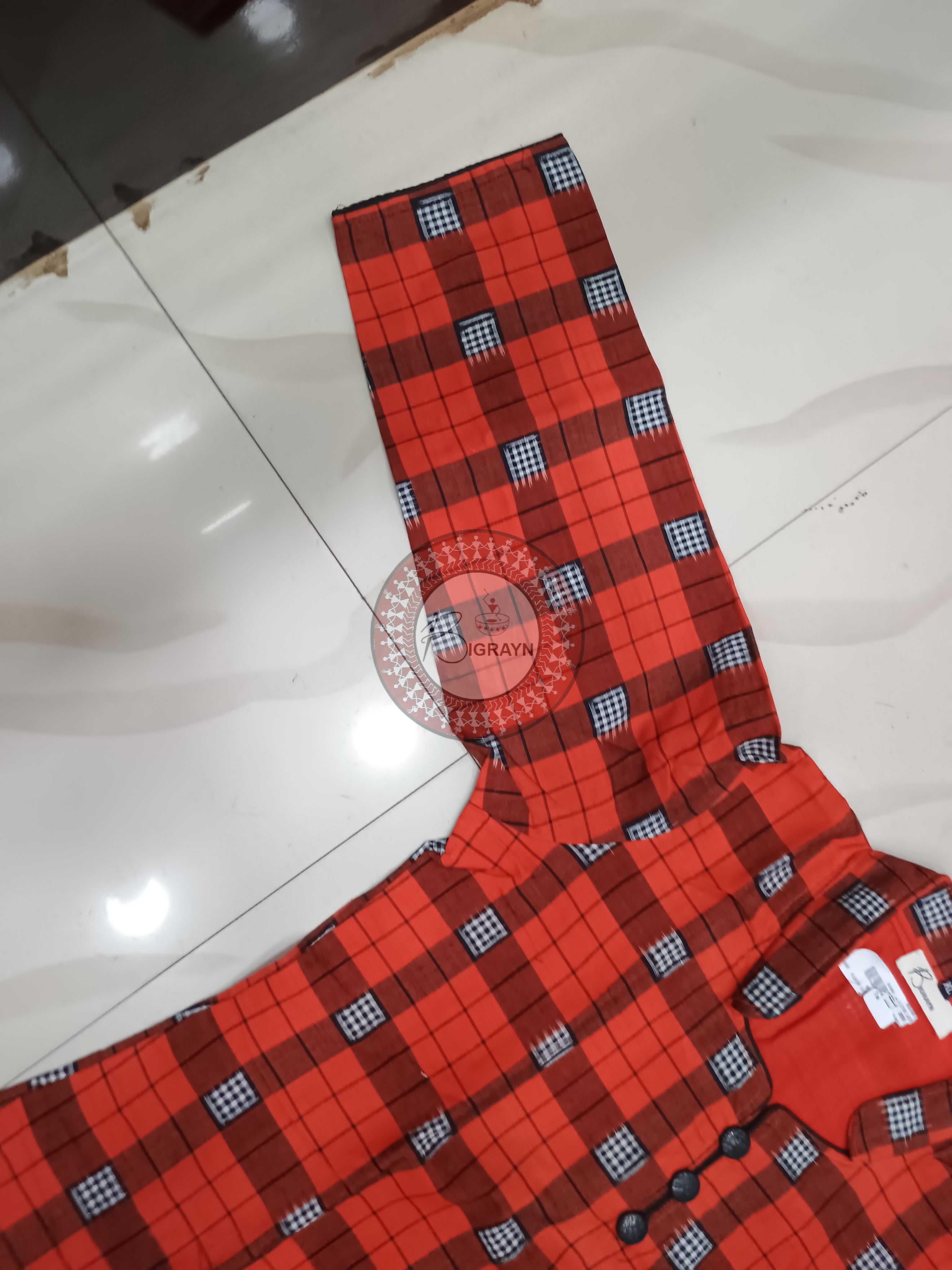 Rust Pasapali Designer A-Line Kurti