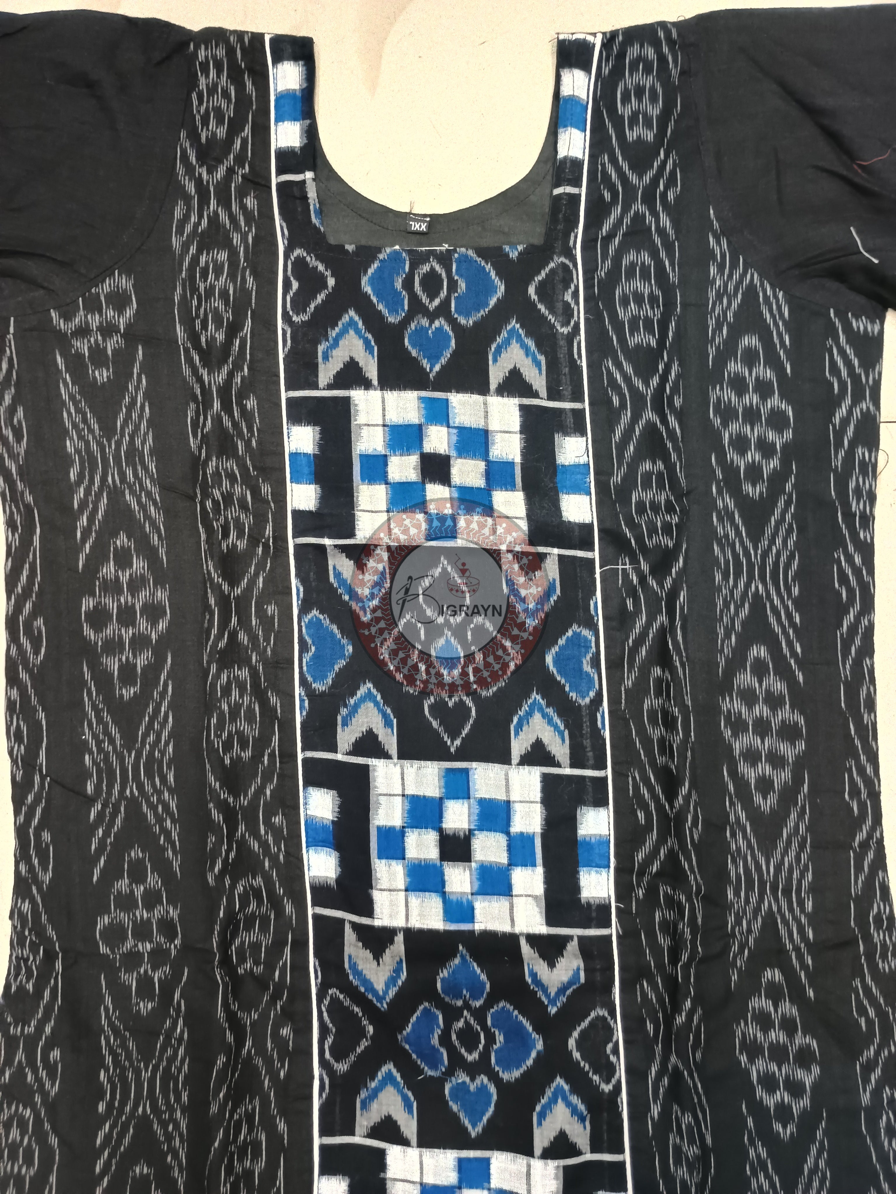 Black Blue Pasapali Designer A-Line Kurti
