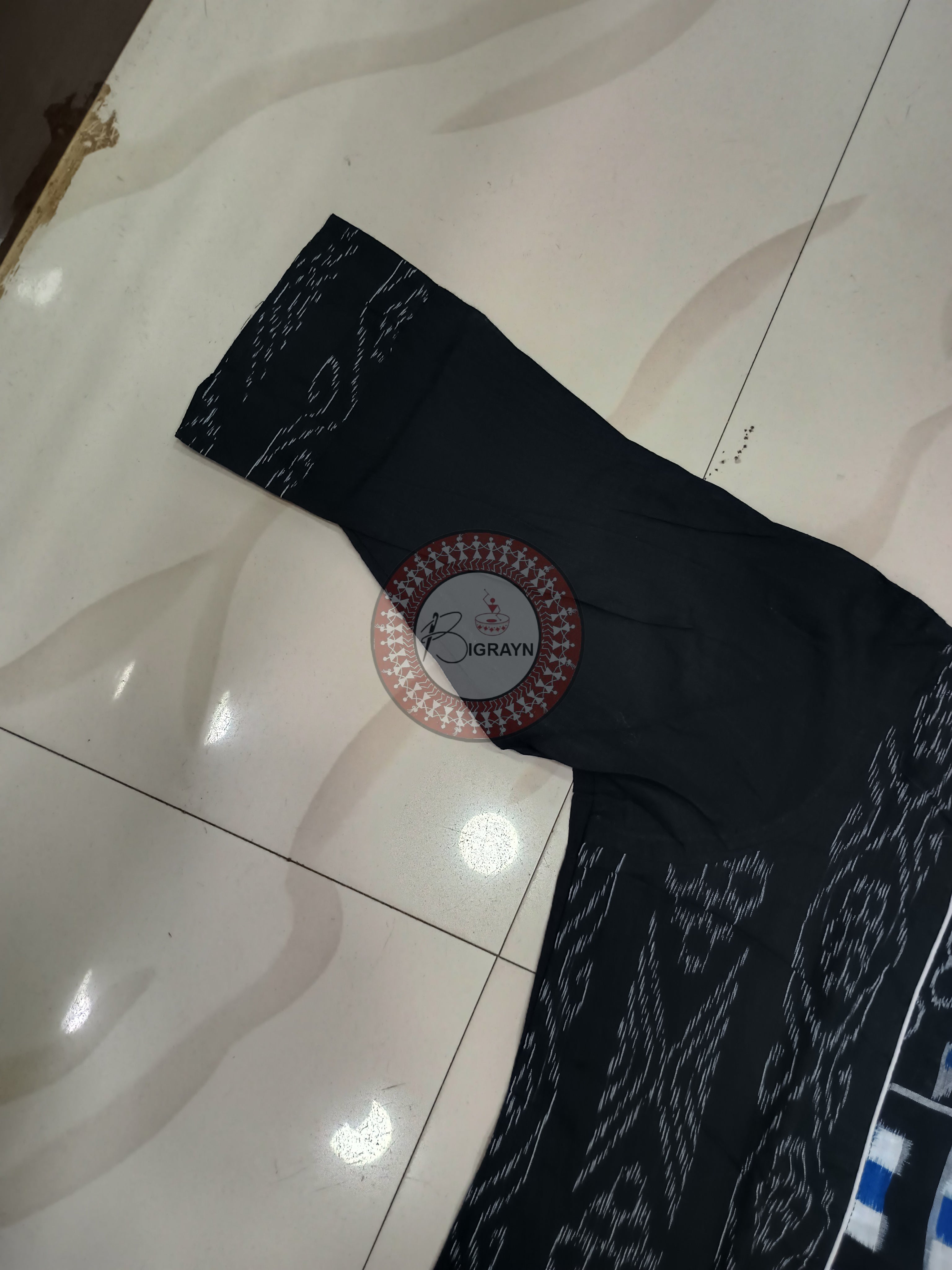 Black Blue Pasapali Designer A-Line Kurti