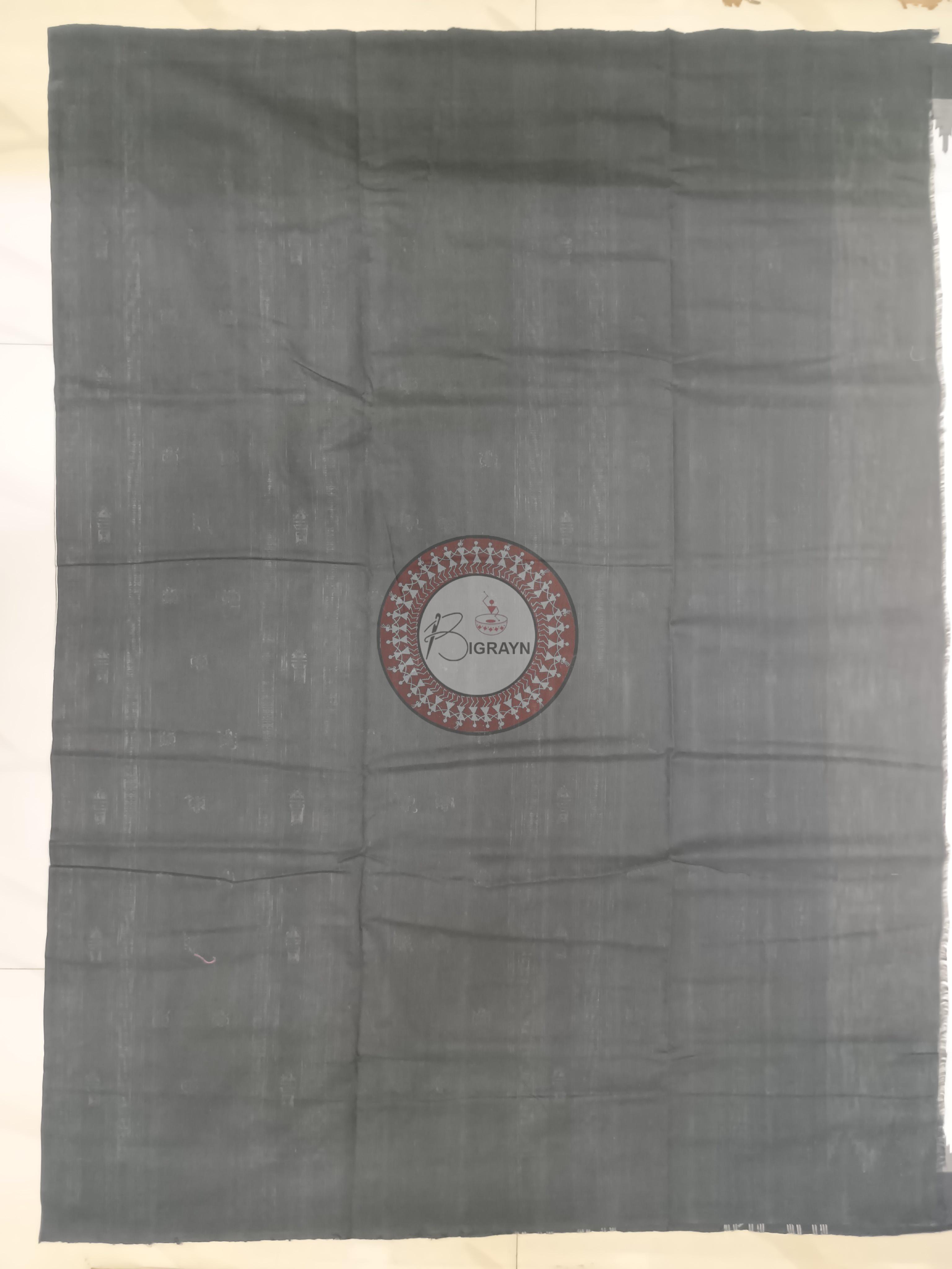 White Black Mastya Kachhap With Phoda Kumbha Border Odisha Handloom Kotpad Cotton Saree