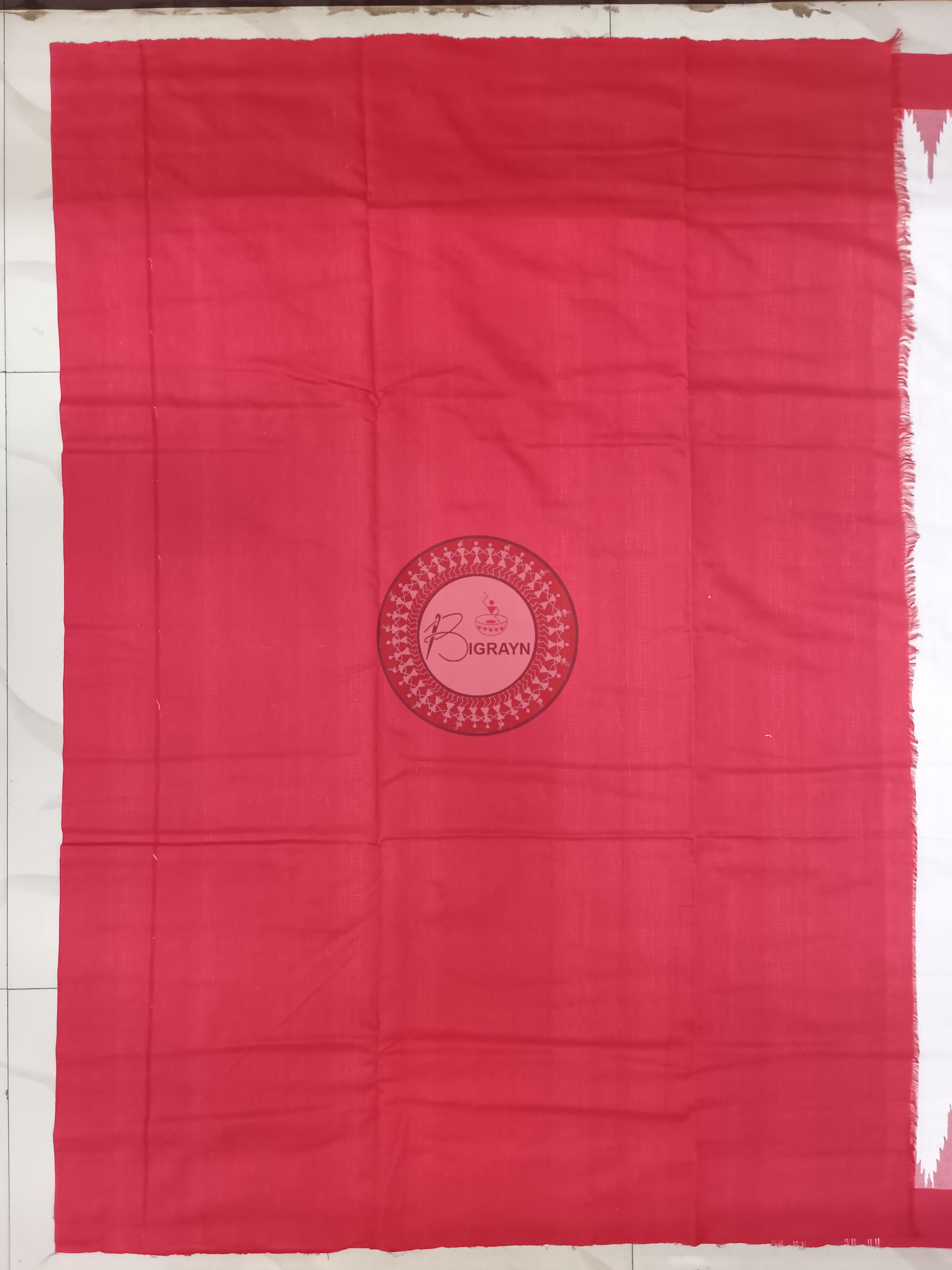 White Red Fish Odisha Handloom Kotpad Cotton Saree