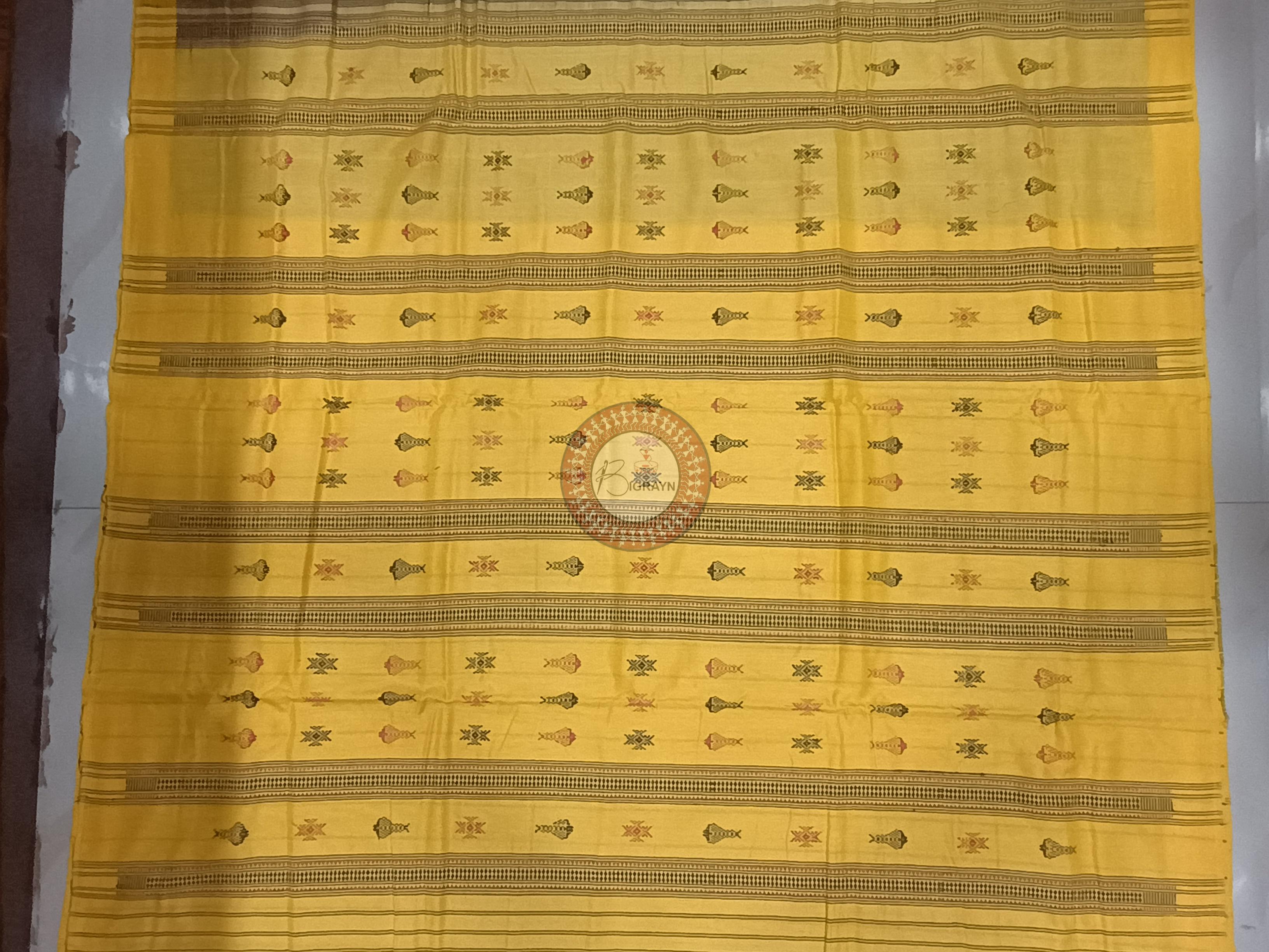 Black Yellow Stripe Odisha Handloom Kotpad Cotton Saree