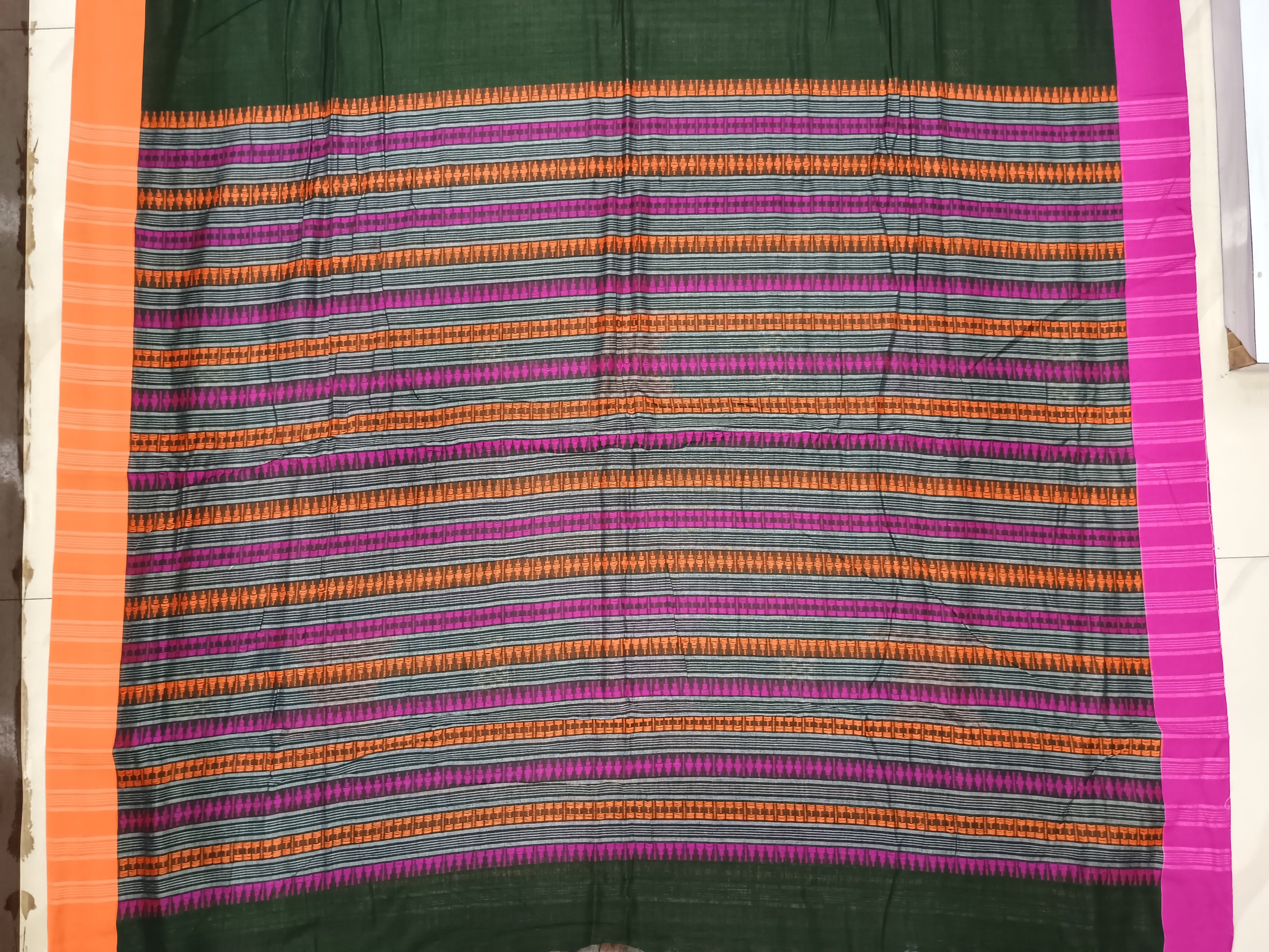 Deep Green Ganga Jamuna Border Odisha Handloom Kotpad Cotton Saree