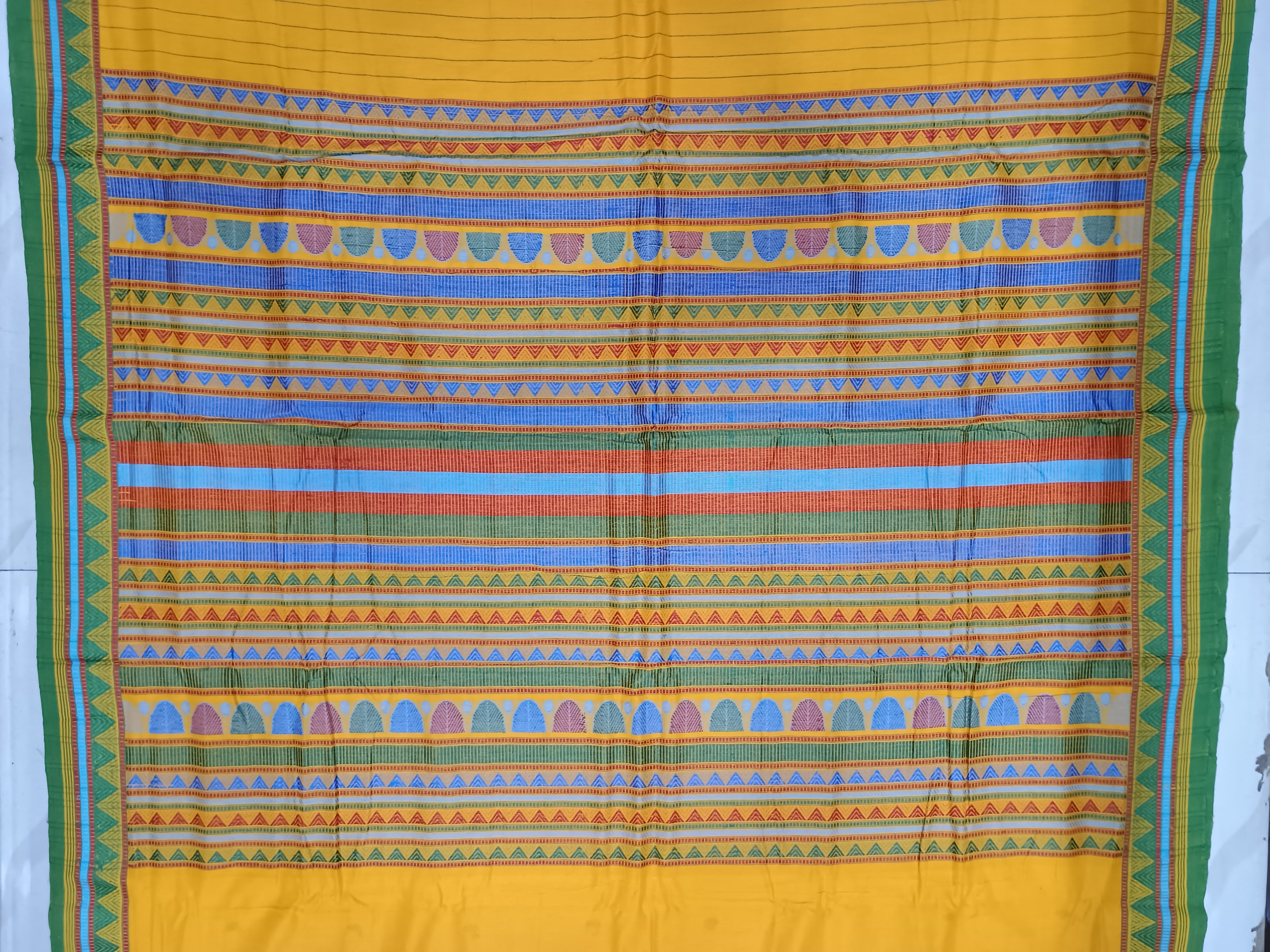Yellow Green Odisha Handloom Dongria Cotton Saree