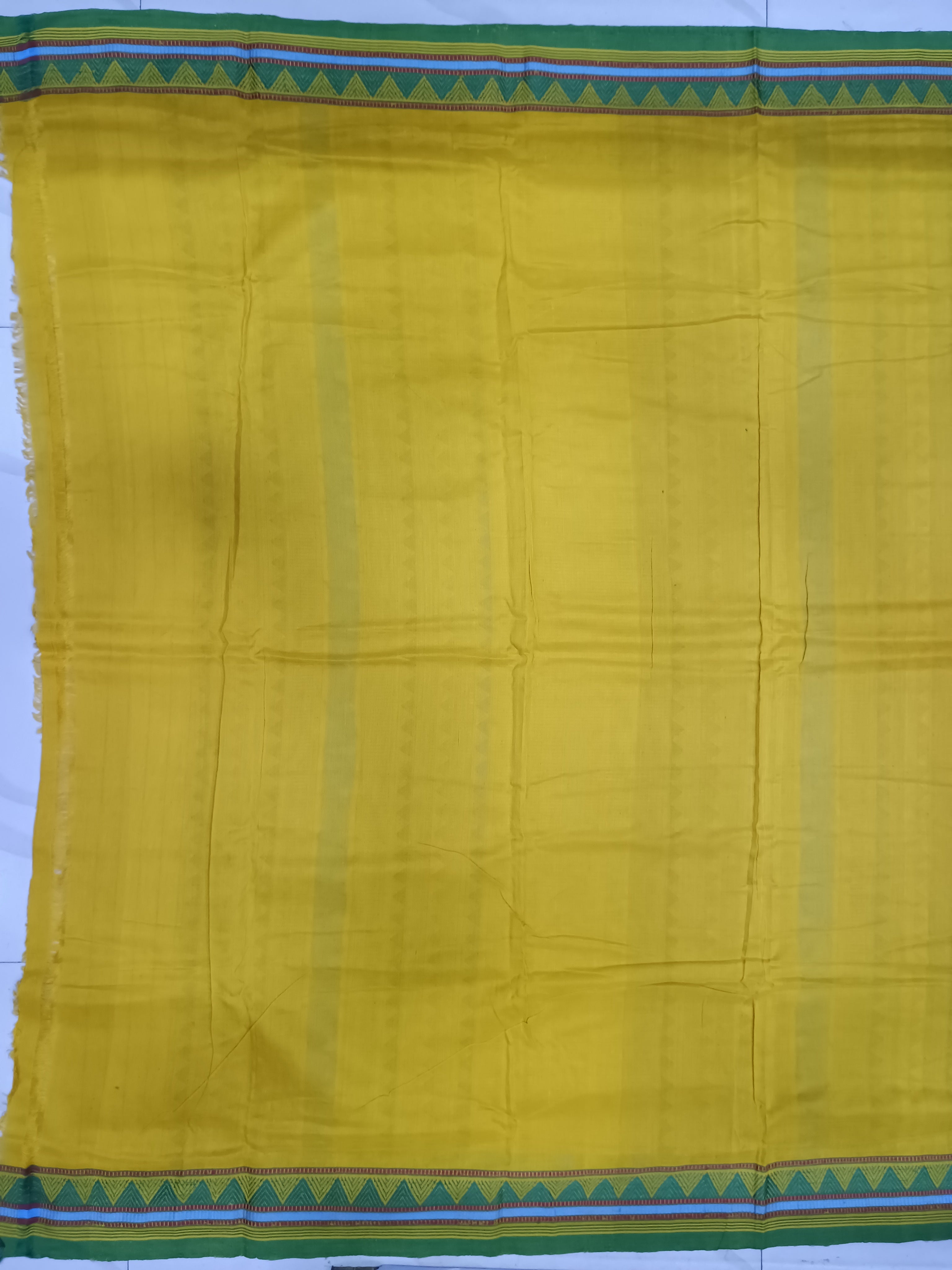 Yellow Green Odisha Handloom Dongria Cotton Saree