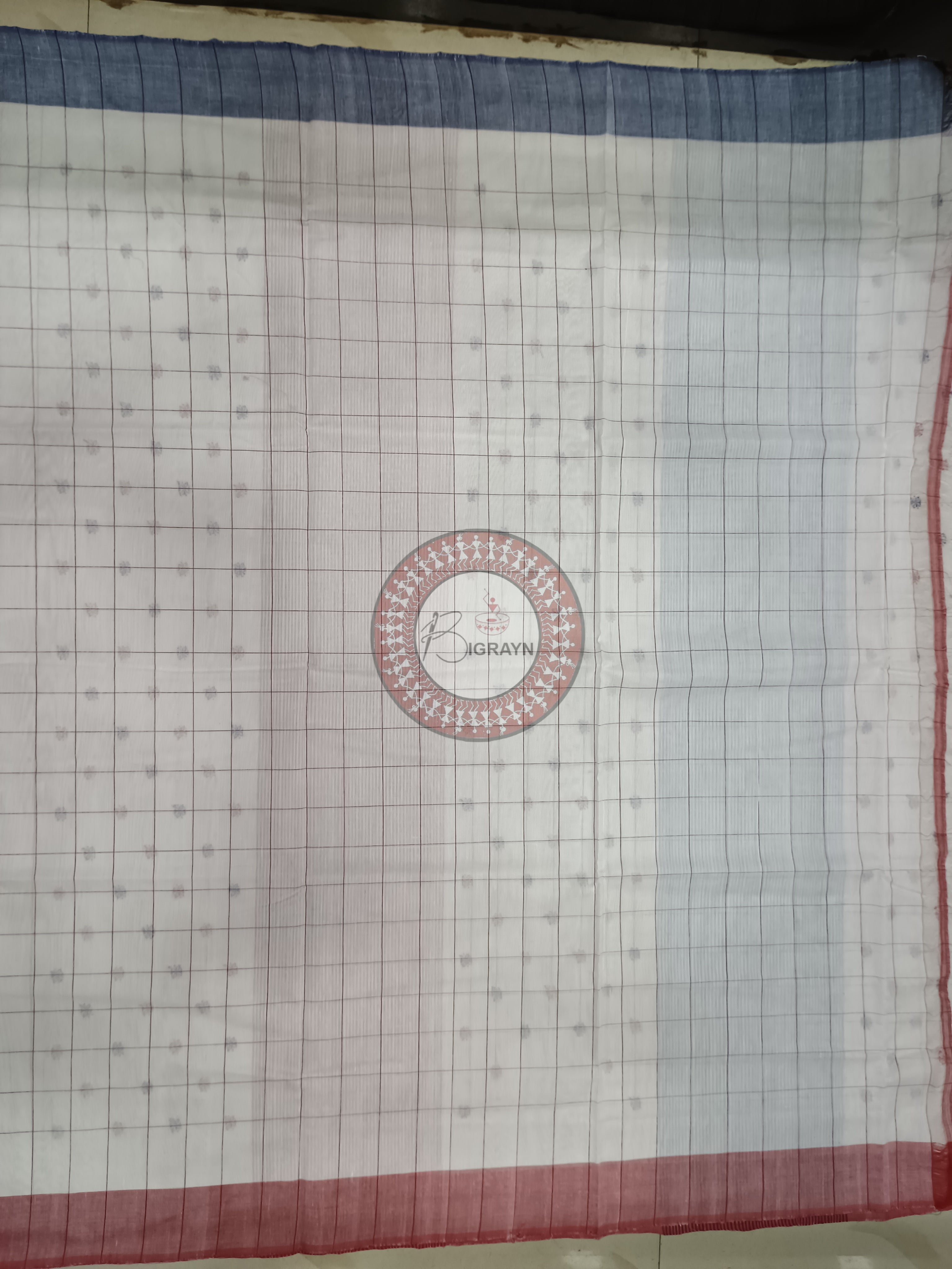 White Janga Jamuna Border Handloom Sambalpuri Cotton Saree