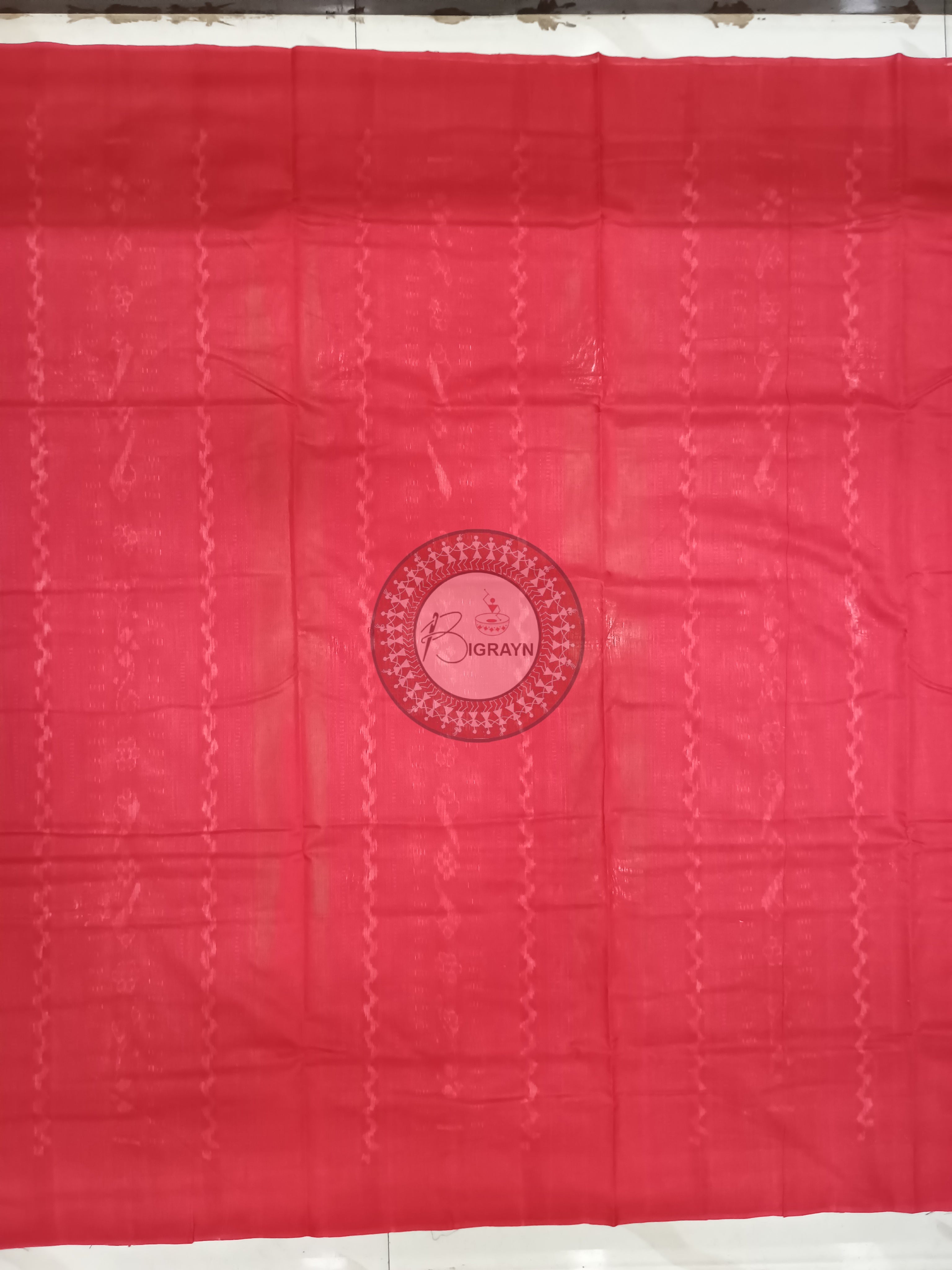 Mehendi Red Sachipar Buti Handloom Sambalpuri Cotton Saree