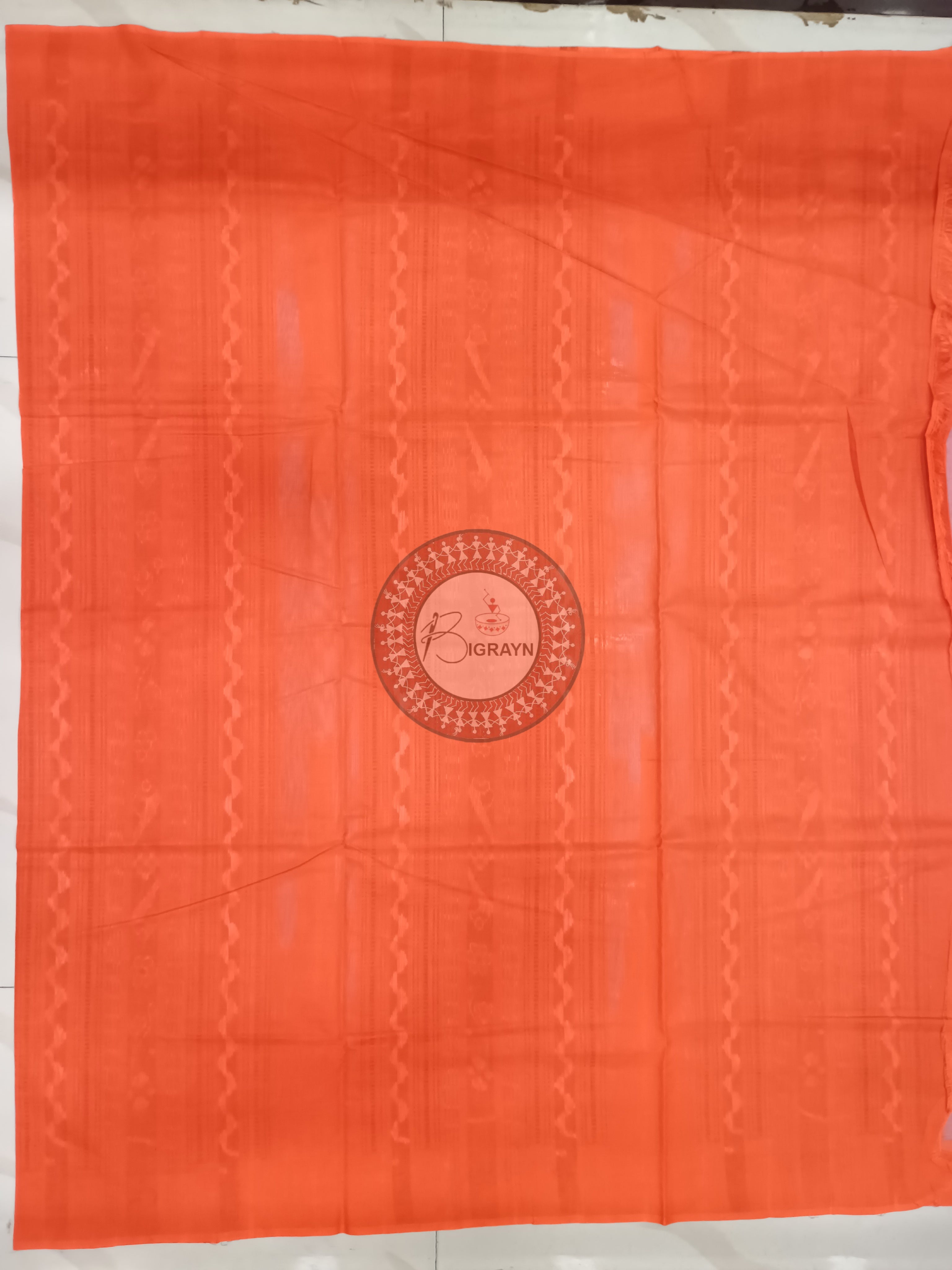 Light Shade Of Blue & Orange Sachipar Buti Handloom Sambalpuri Cotton Saree