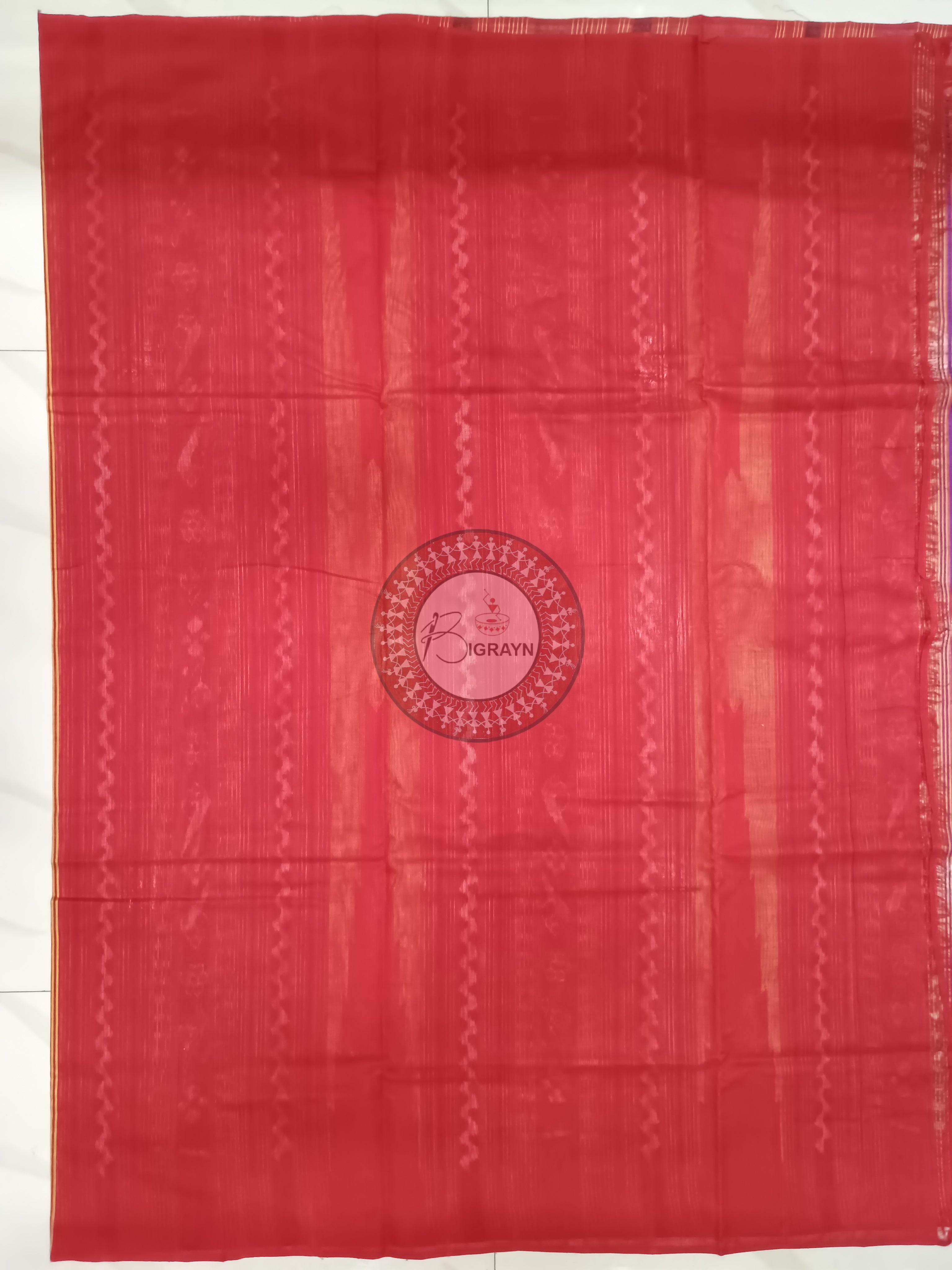 Yellow Maroon Sachipar Buti Handloom Sambalpuri Cotton Saree
