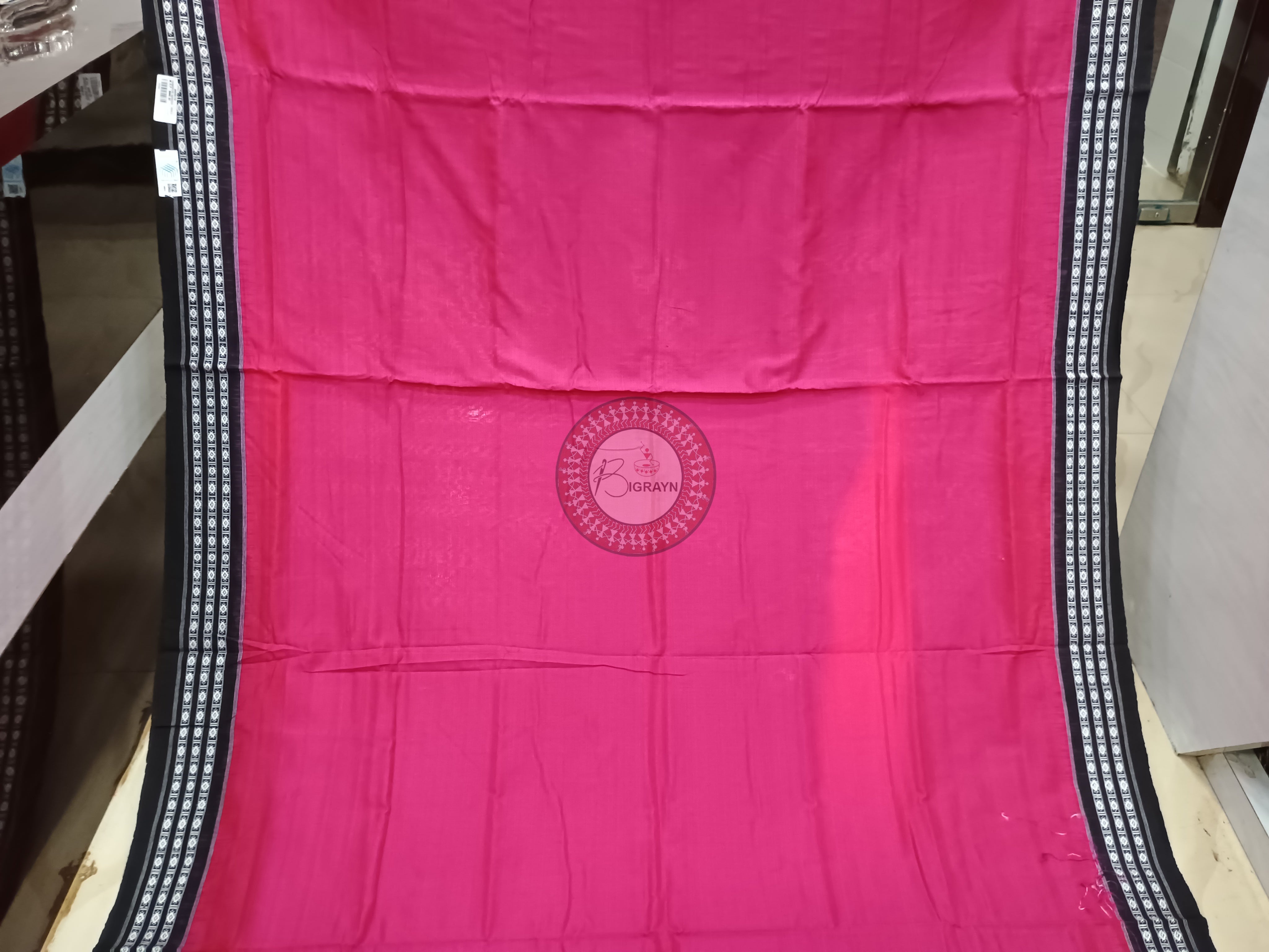 Pink Black Habaspuri Odisha Handloom Kotpad Cotton Saree