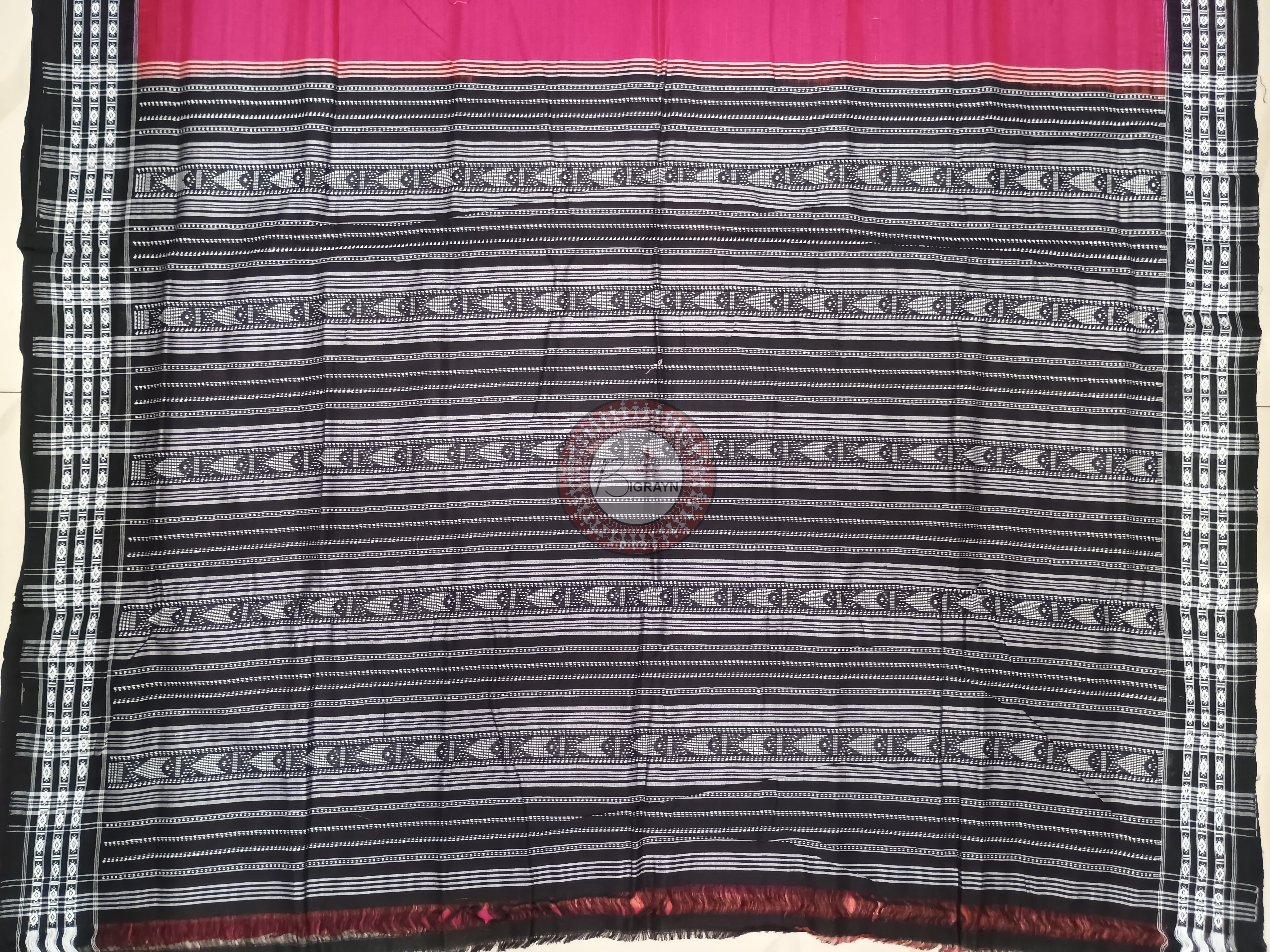 Pink Black Habaspuri Odisha Handloom Kotpad Cotton Saree