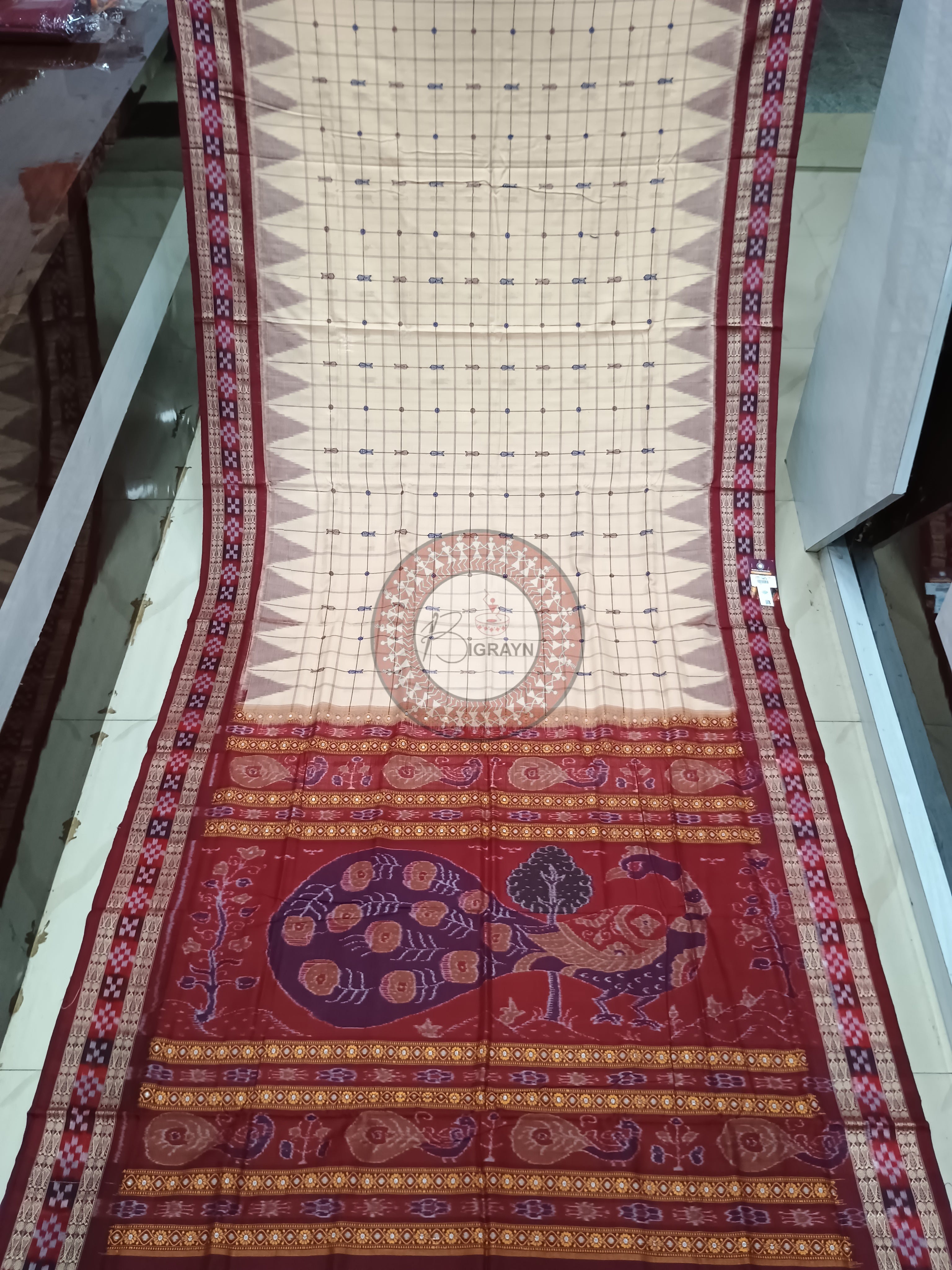 "Odisha Handloom Hazarbuti Bomkai Silk Saree with thousand buti motifs, intricate pallu design, and rich traditional craftsmanship"