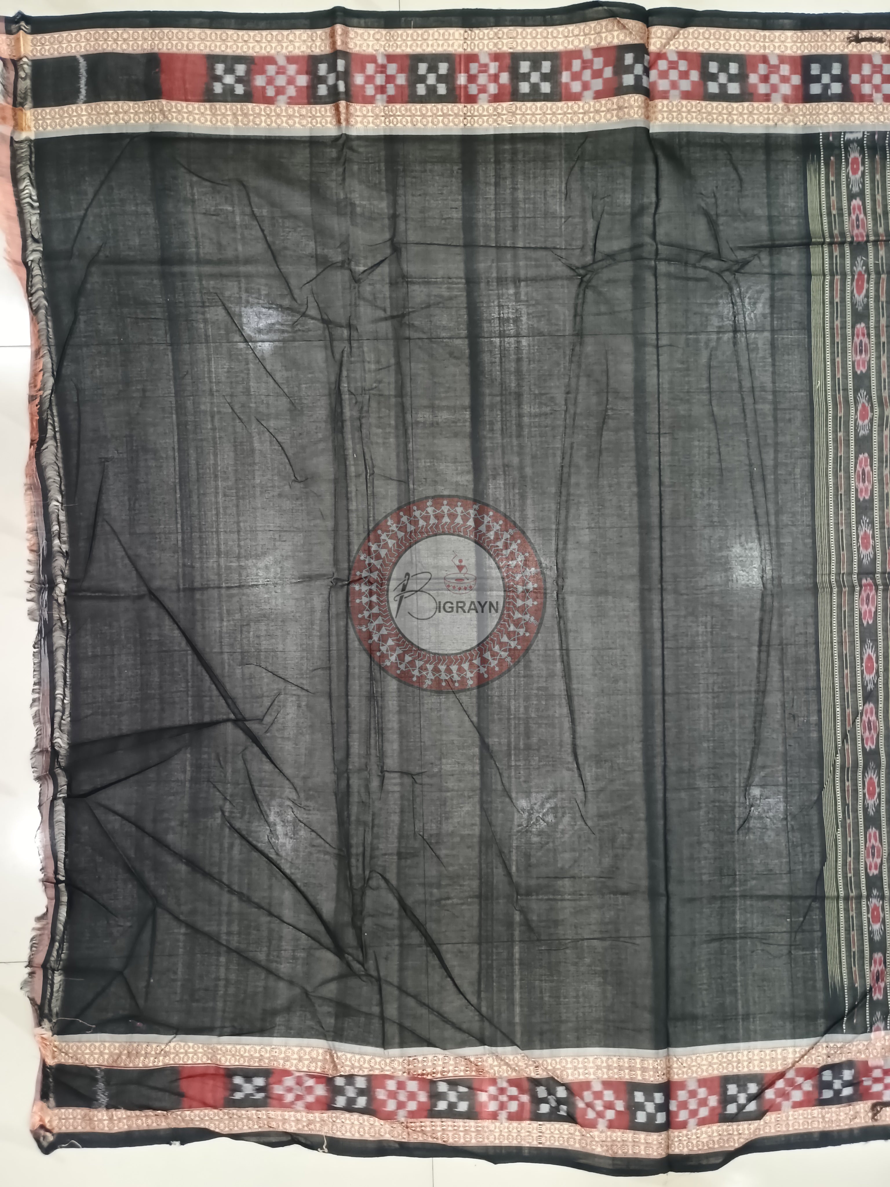 Purple Black Pasapali Border Handloom Sambalpuri Cotton Saree