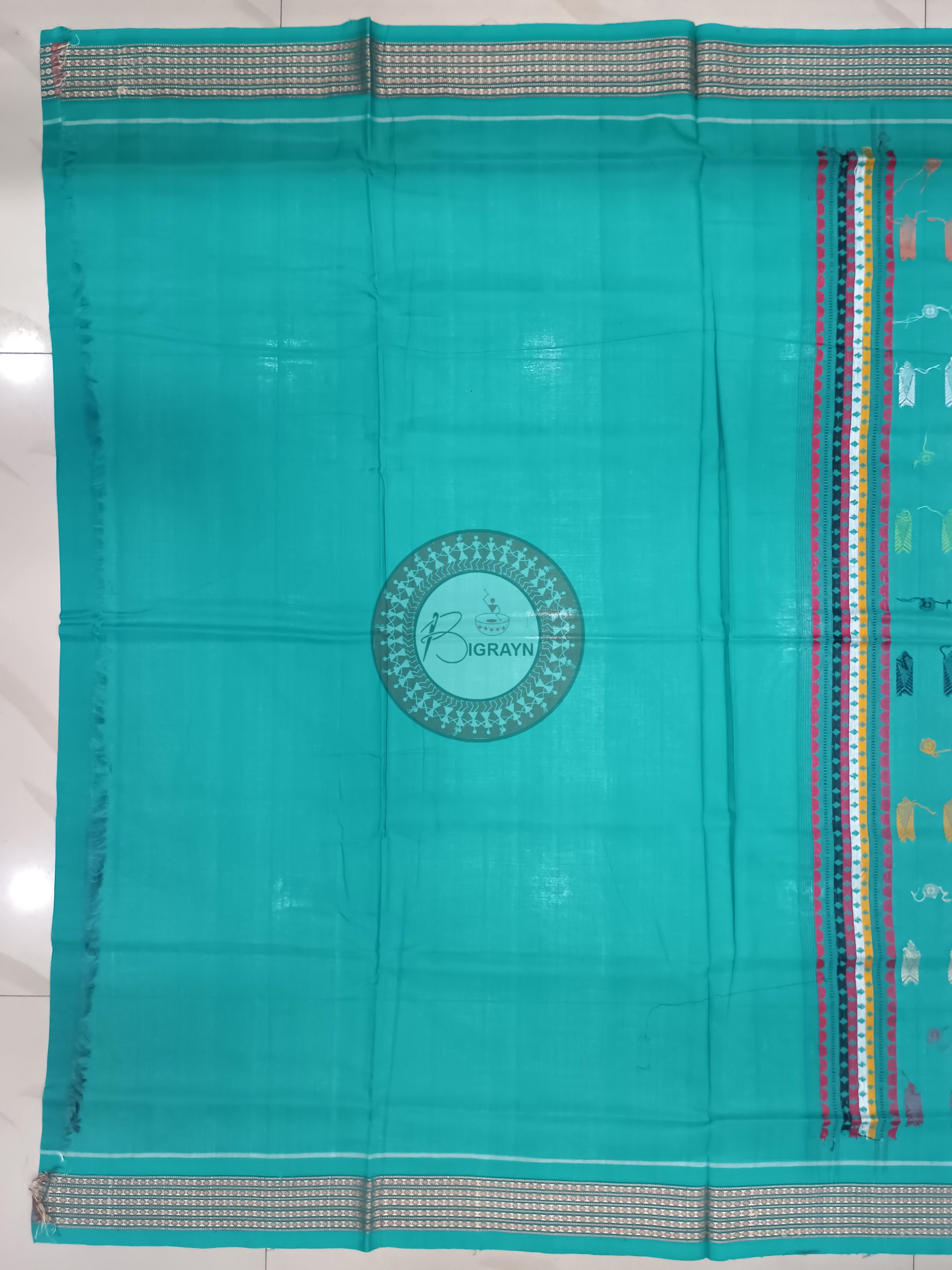 Black Sky Fish Buti Handloom Bomkai Cotton Saree