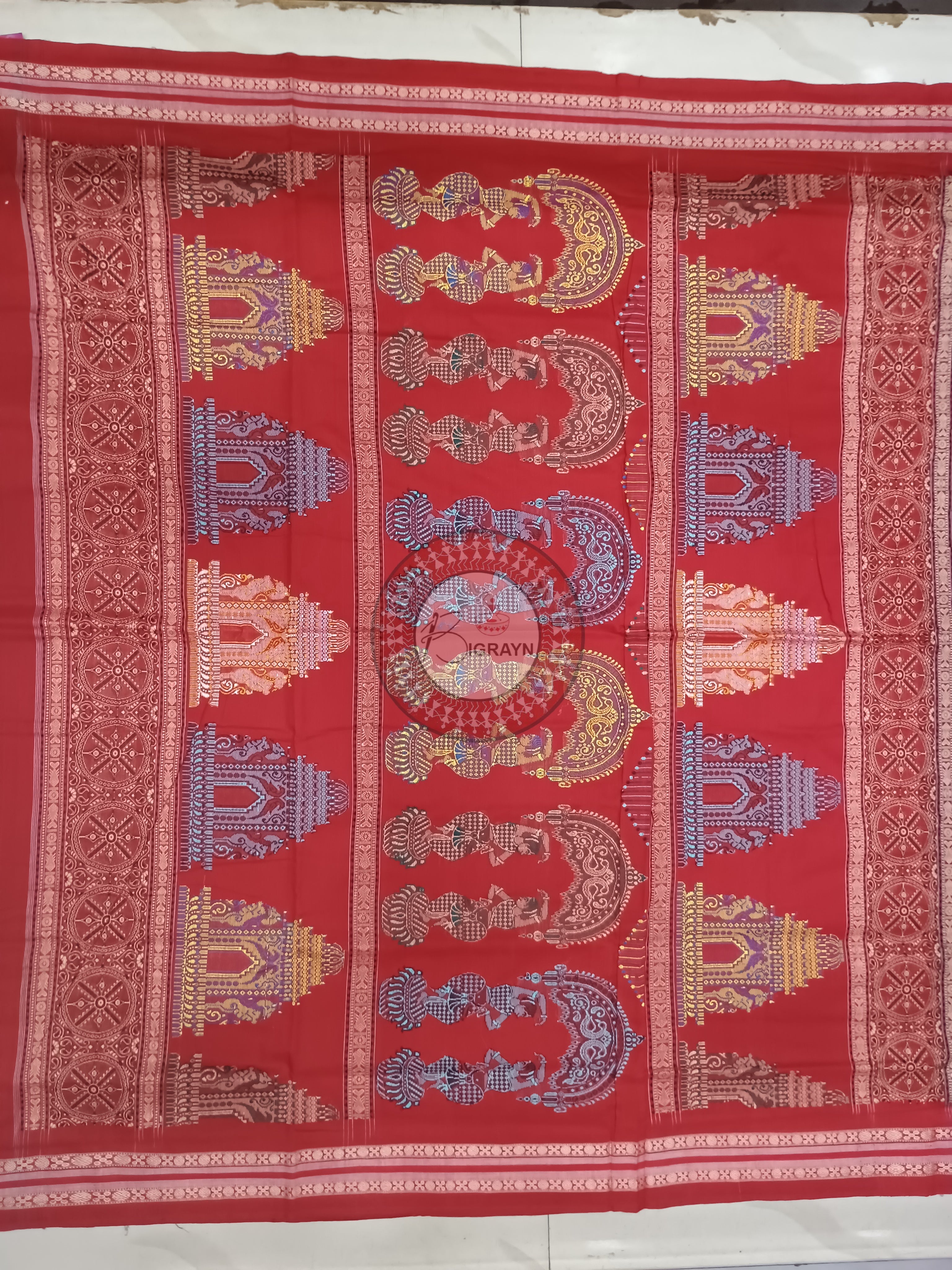 Black Maroon Konark Jaala Handloom Bomkai Cotton Saree