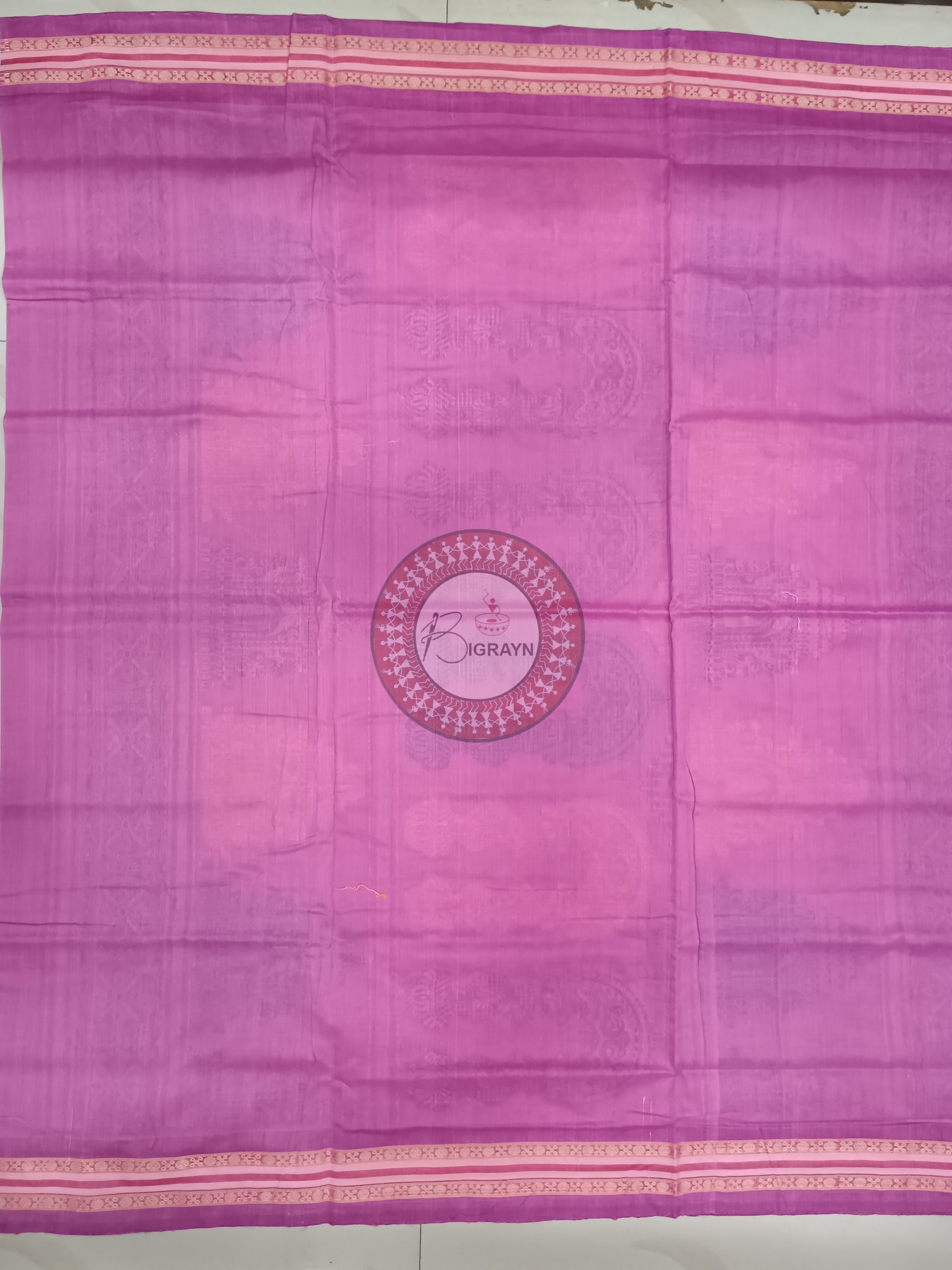 Navy Blue Pink Konark Jaala Handloom Bomkai Cotton Saree