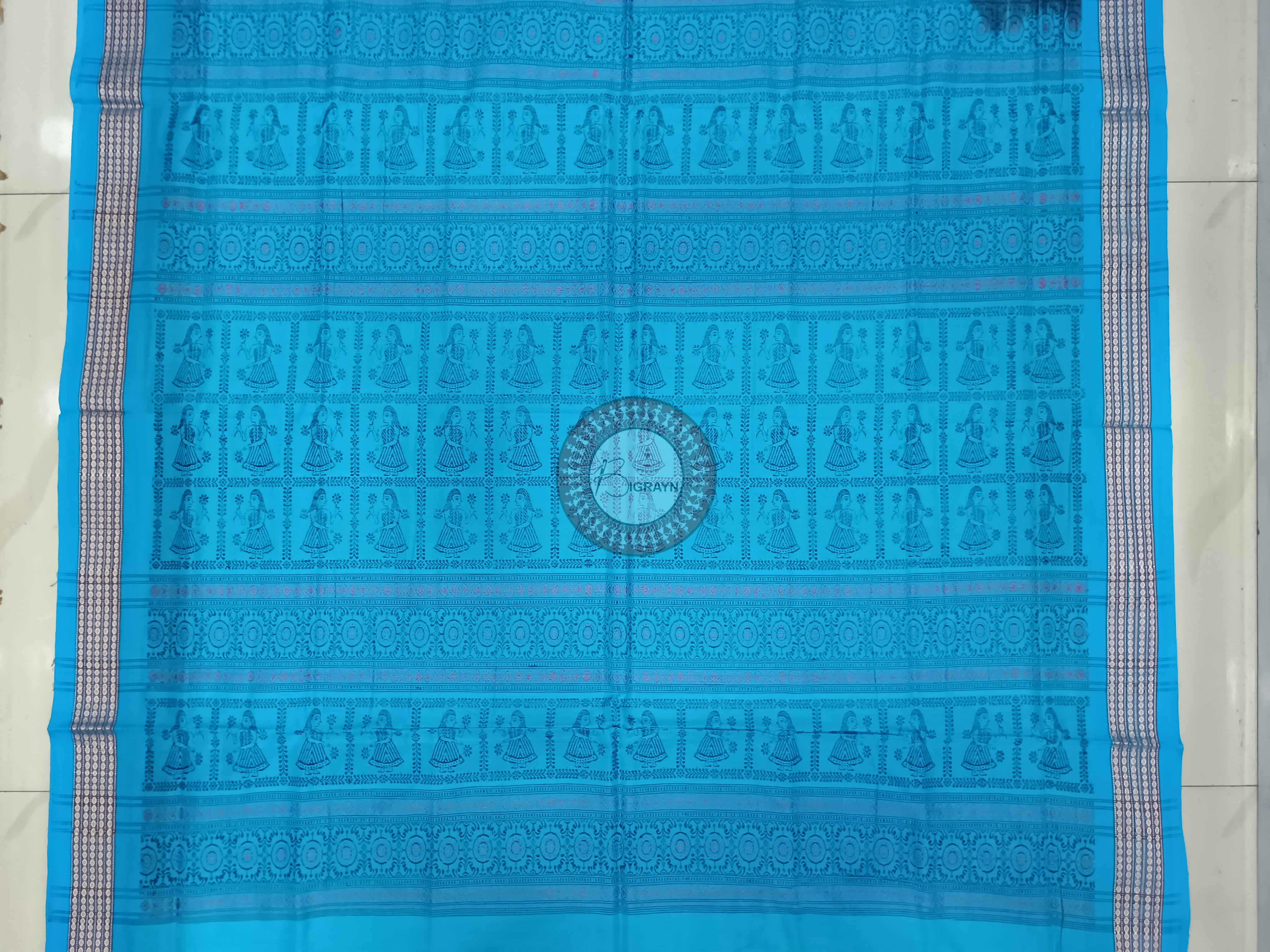 Black Sea Green Doll Handloom Bomkai Cotton Saree