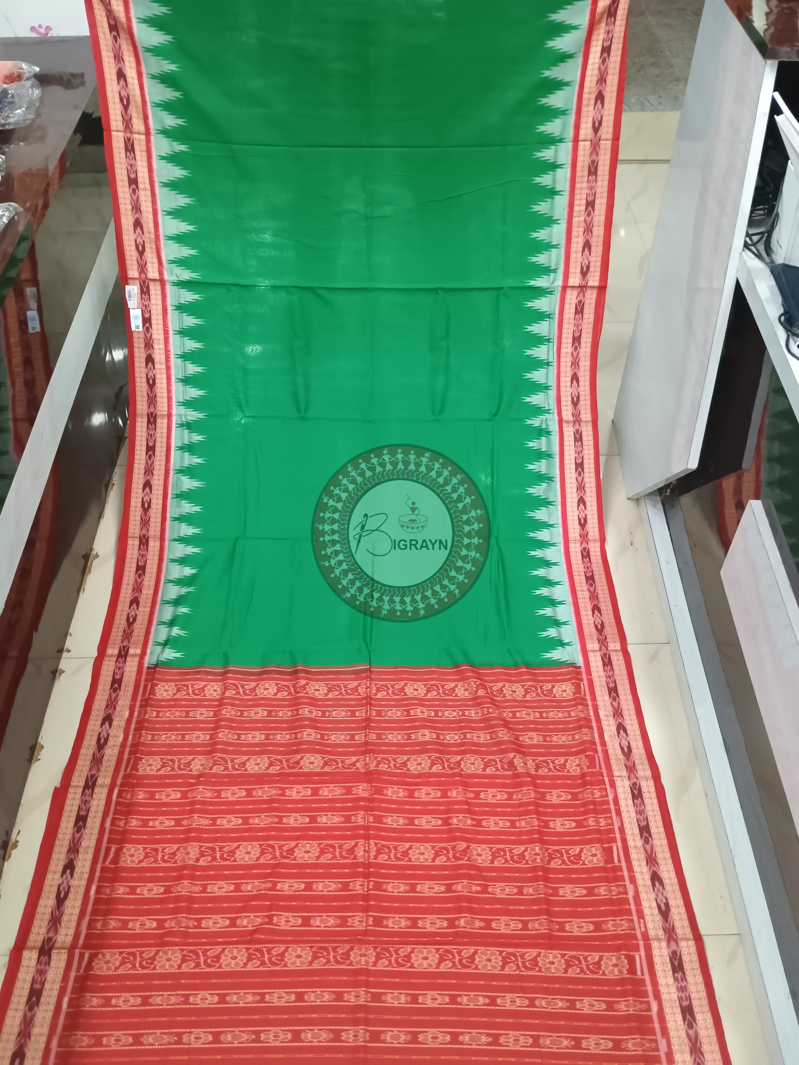 Green Maroon Handloom Sambalpuri Cotton Saree